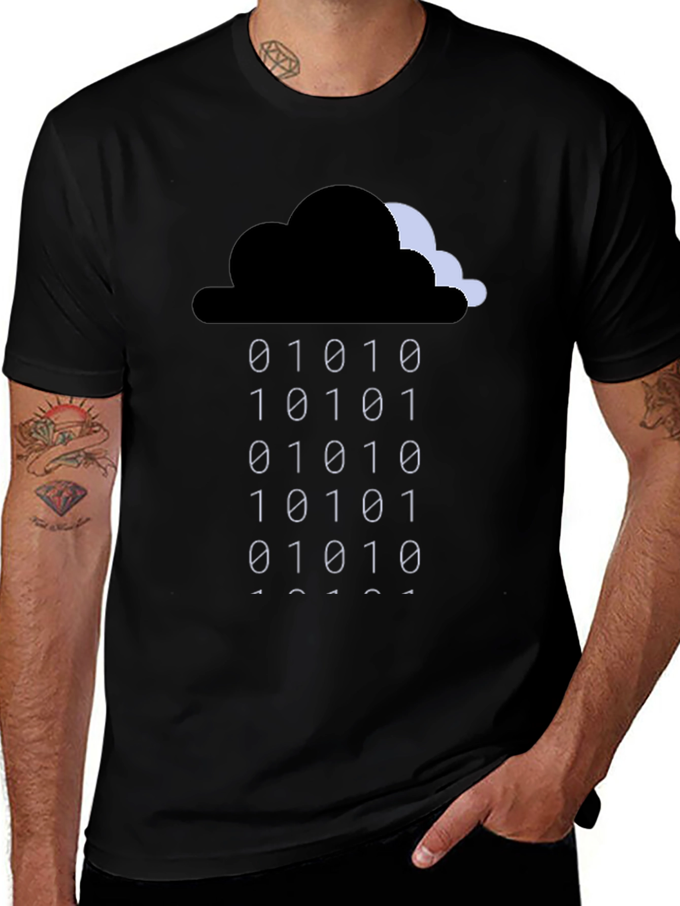 Binary Rain Cloud T-Shirt - Geeky Programmer Style