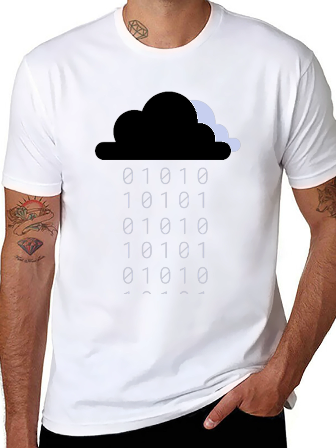 Binary Rain Cloud T-Shirt - Geeky Programmer Style