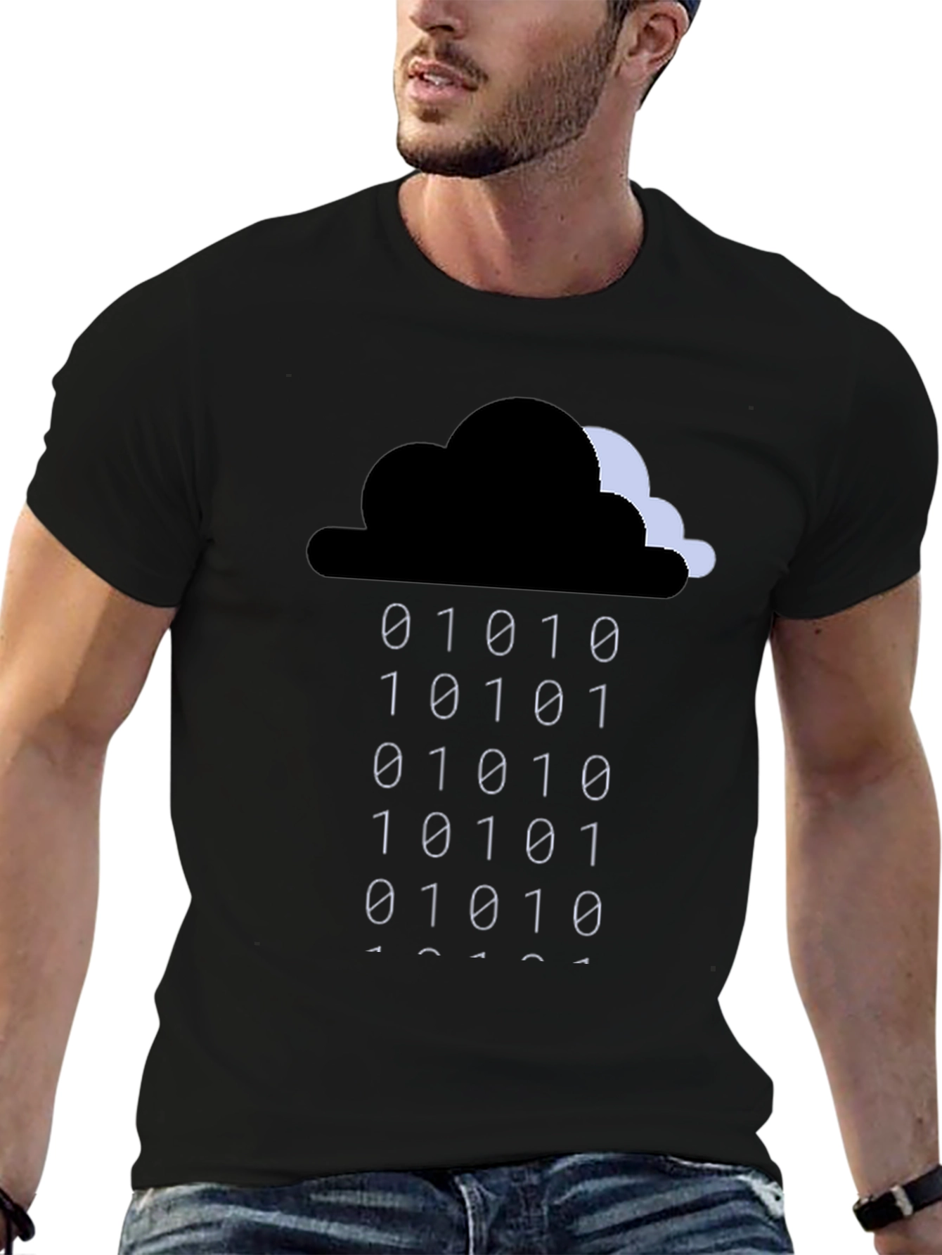 Binary Rain Cloud T-Shirt - Geeky Programmer Style