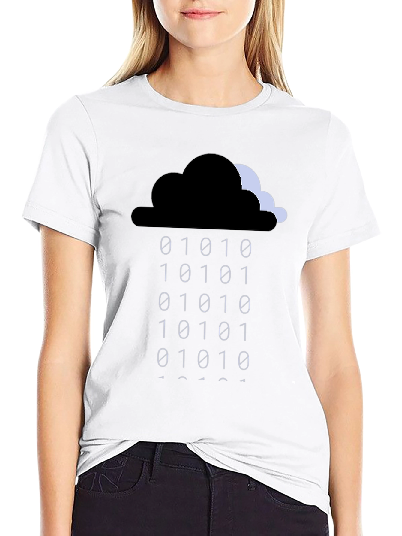 Binary Rain Cloud T-Shirt - Geeky Programmer Style