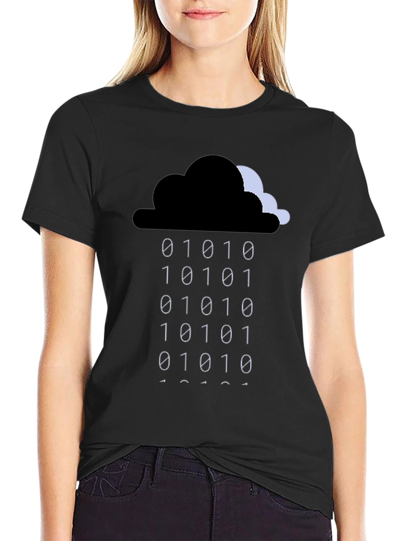 Binary Rain Cloud T-Shirt - Geeky Programmer Style