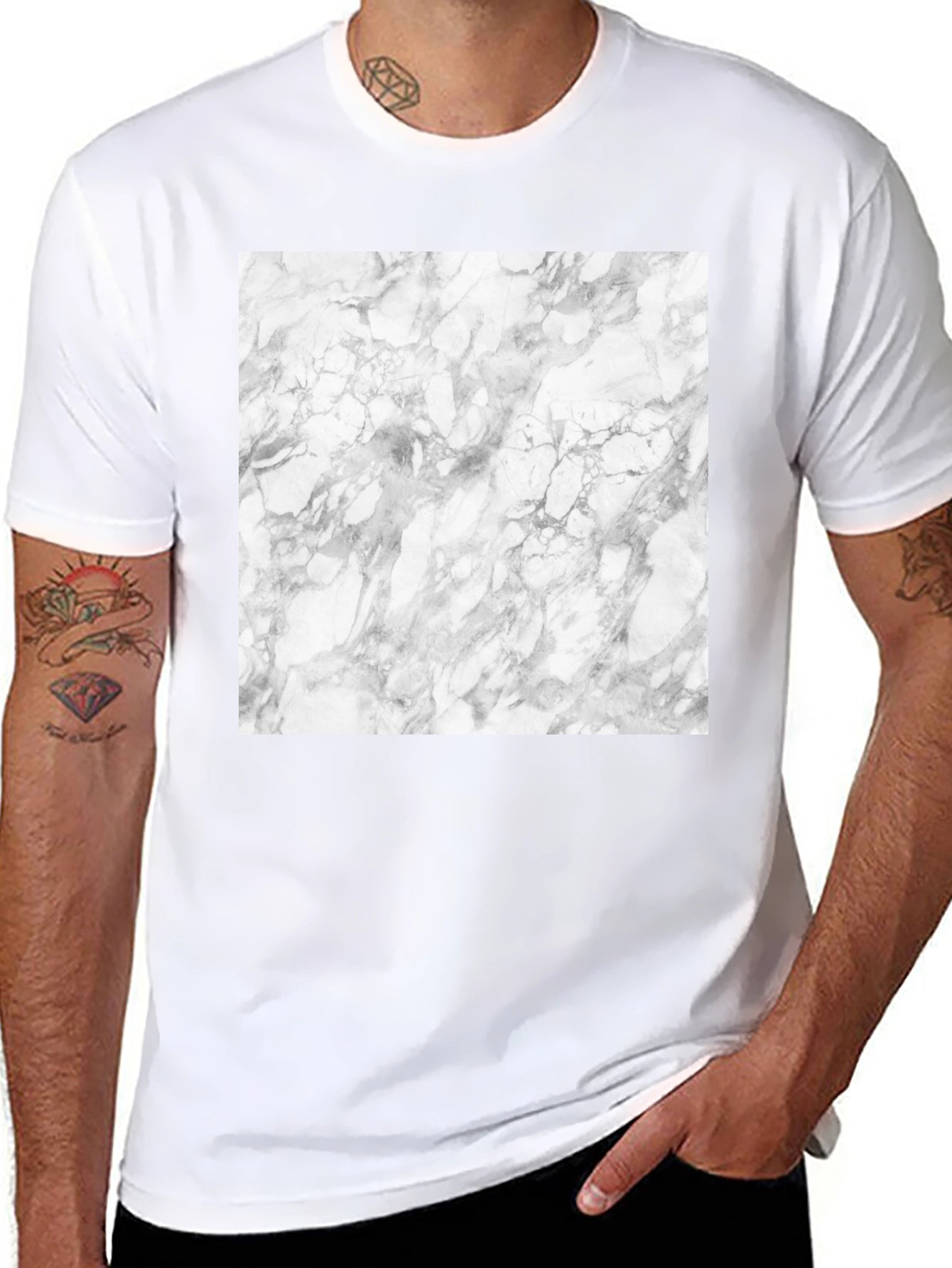 Marble Graphic Tee - Stylish Black Cotton T-Shirt