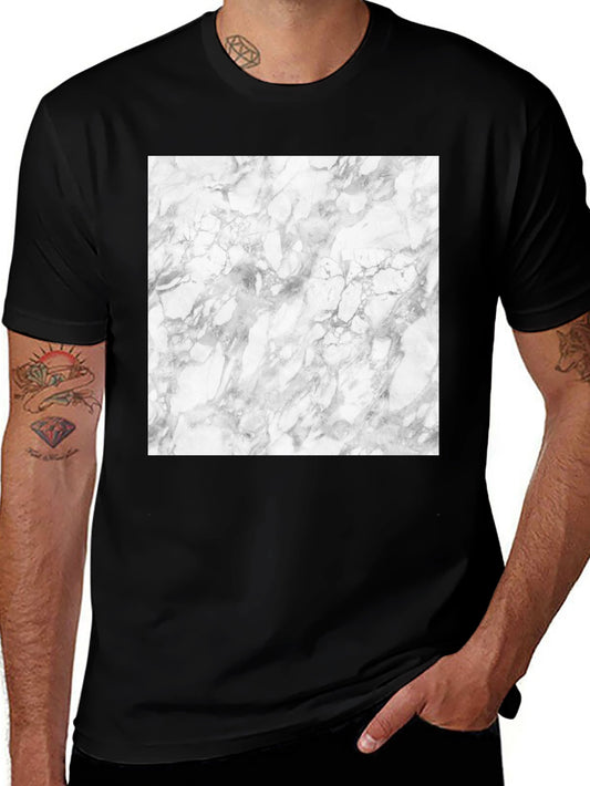 Marble Graphic Tee - Stylish Black Cotton T-Shirt