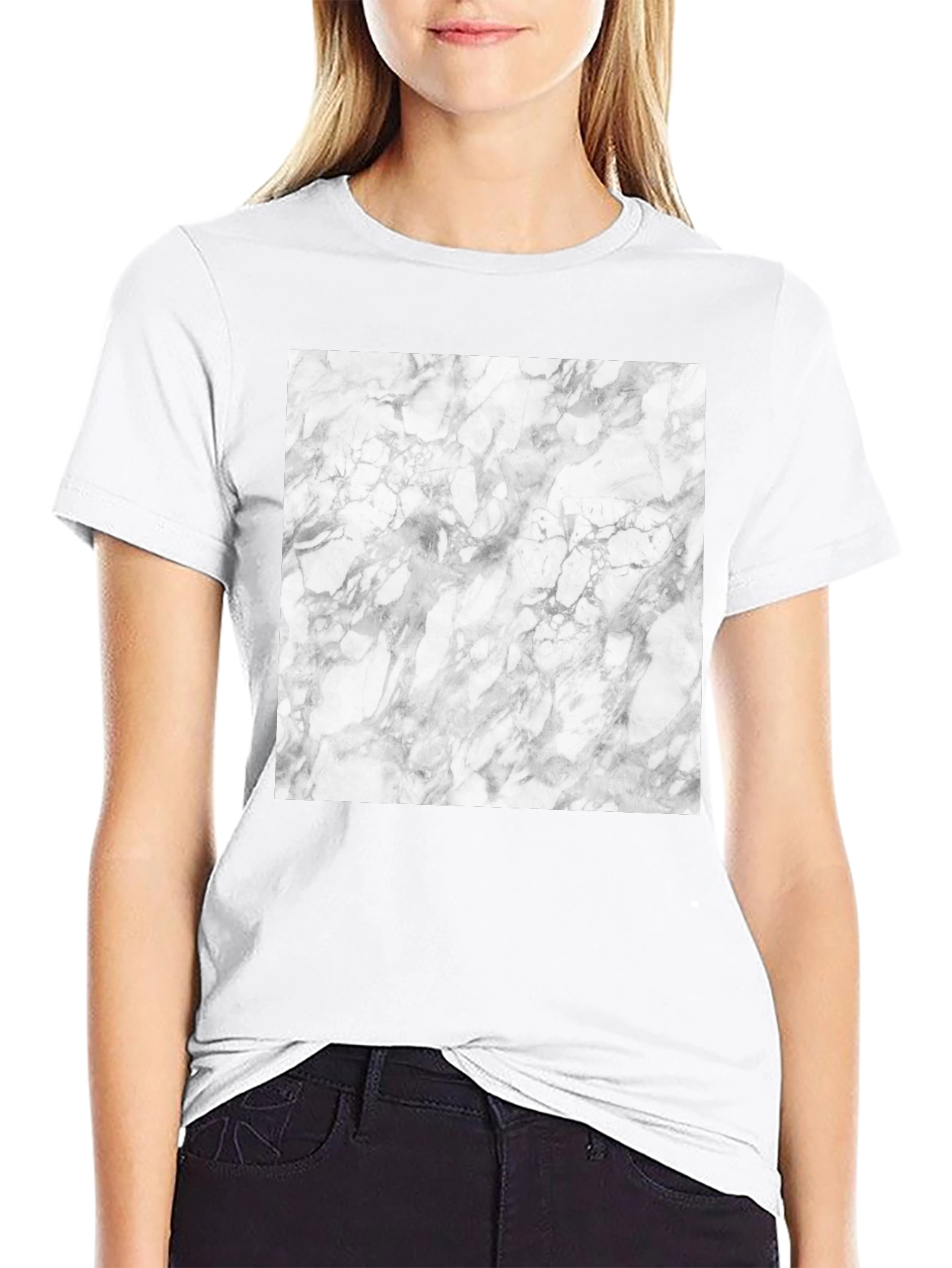 Marble Graphic Tee - Stylish Black Cotton T-Shirt