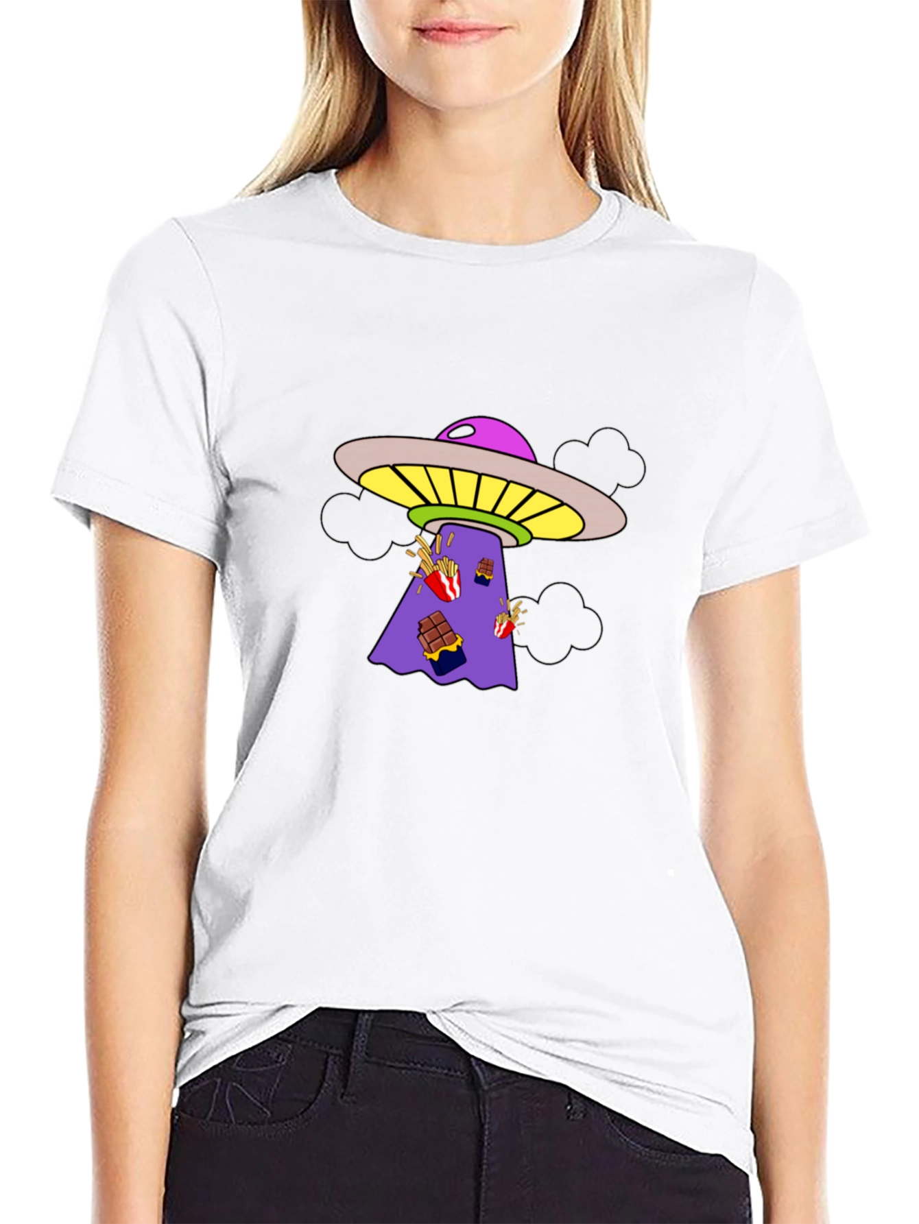 UFO Abduction Graphic Tee - Black Cotton T-Shirt