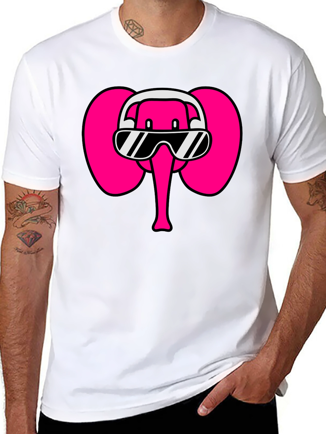 Cool Elephant T-Shirt: DJ Pink Elephant Tee