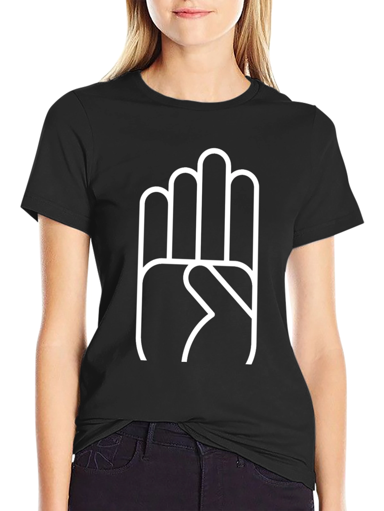 Hand Sign Graphic Black T-Shirt