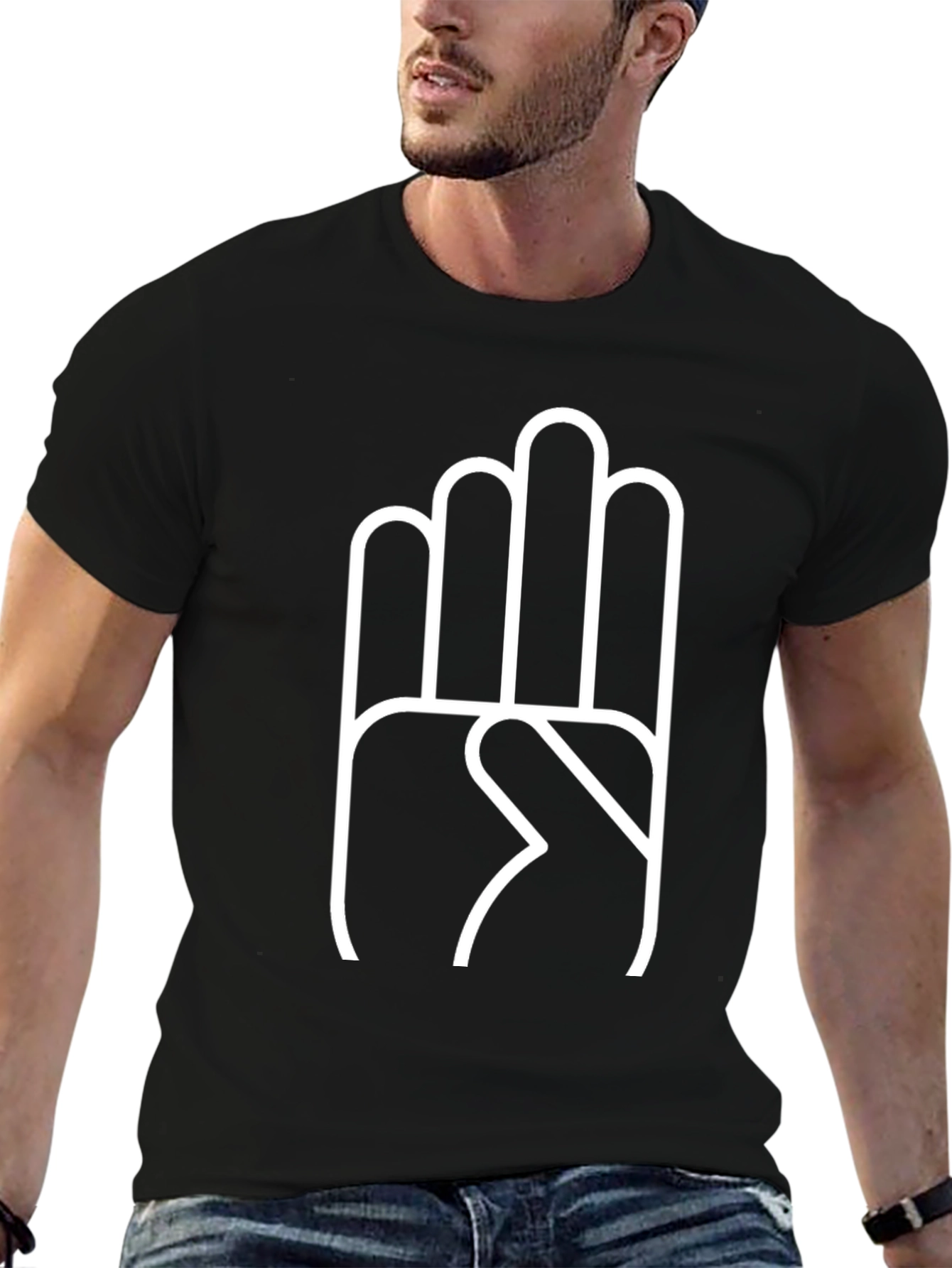Hand Sign Graphic Black T-Shirt