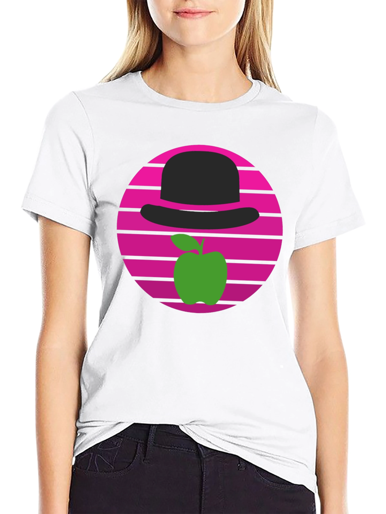 Apple & Bowler Hat Graphic Tee - Retro Style