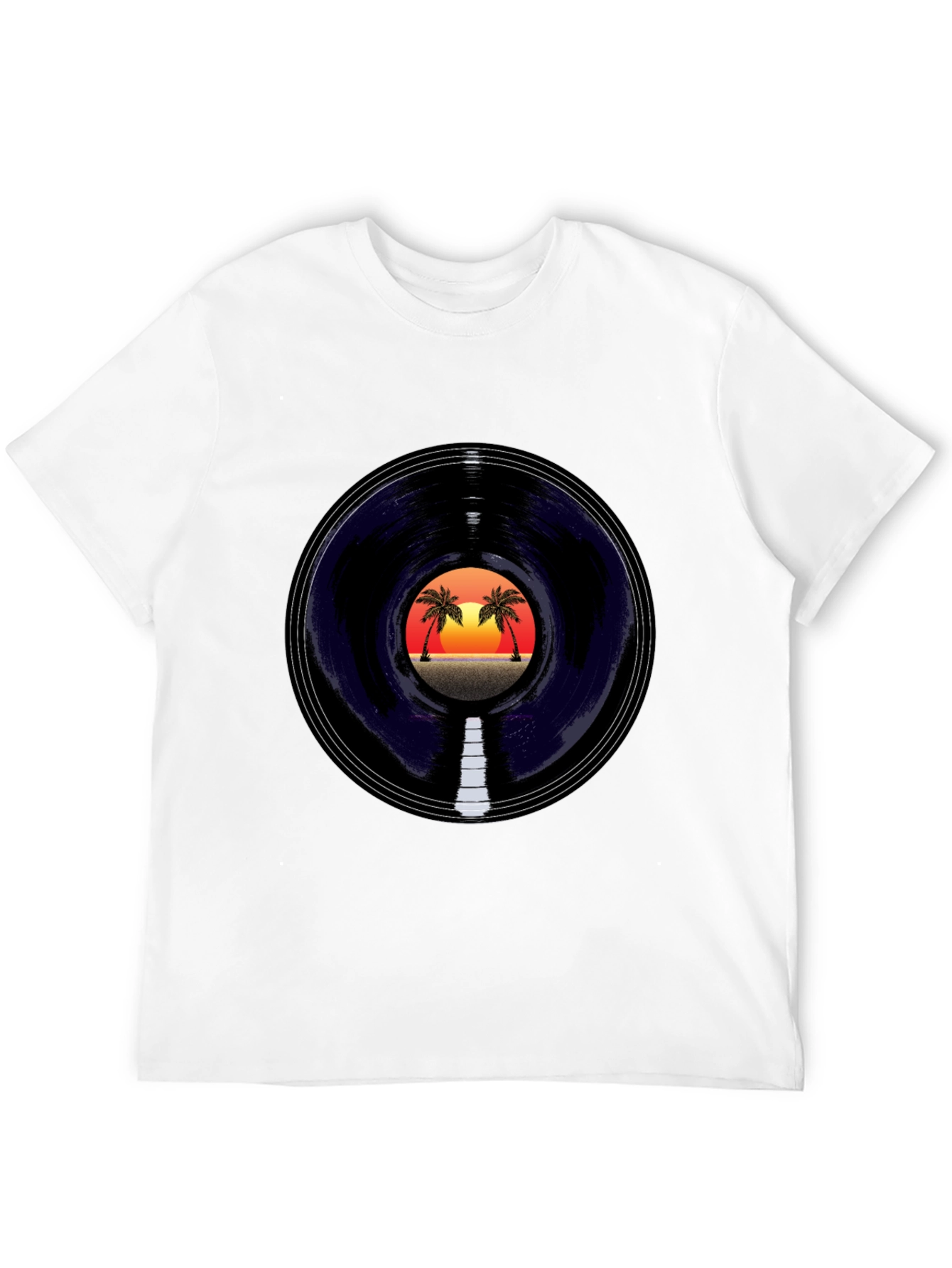 Sunset Vinyl Graphic Tee - Tropical Vibes