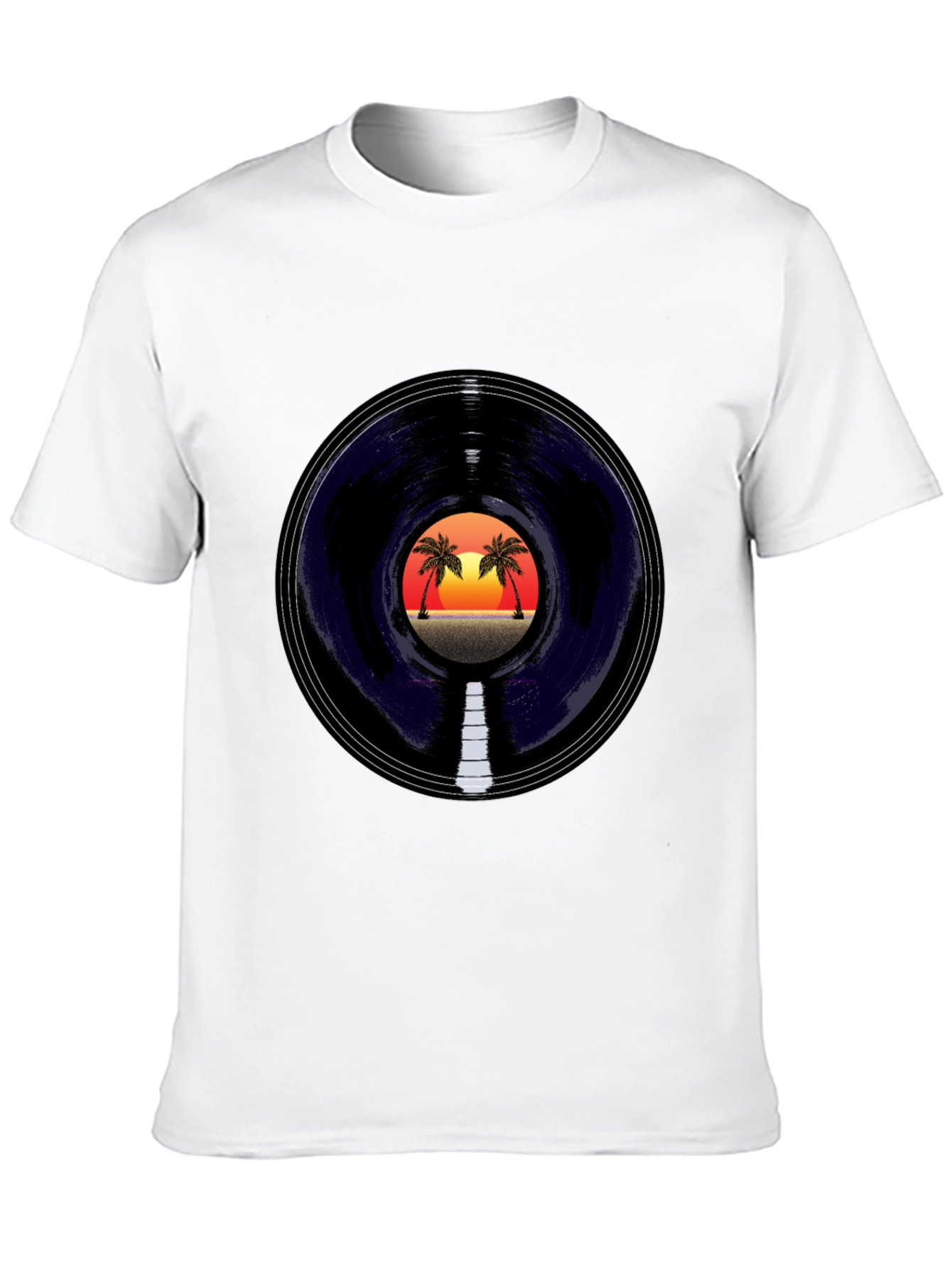 Sunset Vinyl Graphic Tee - Tropical Vibes