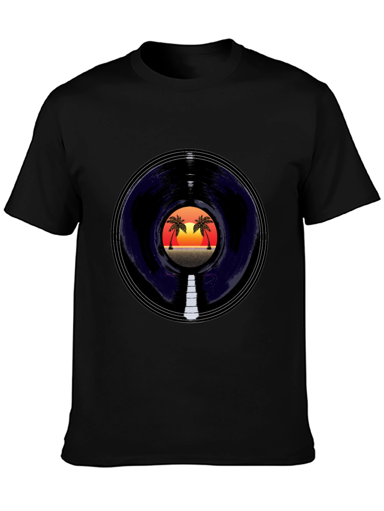 Sunset Vinyl Graphic Tee - Tropical Vibes