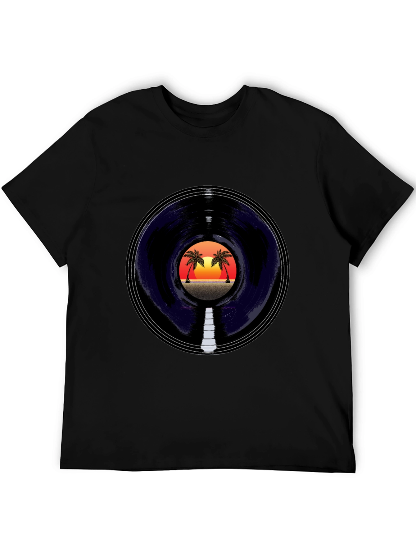 Sunset Vinyl Graphic Tee - Tropical Vibes