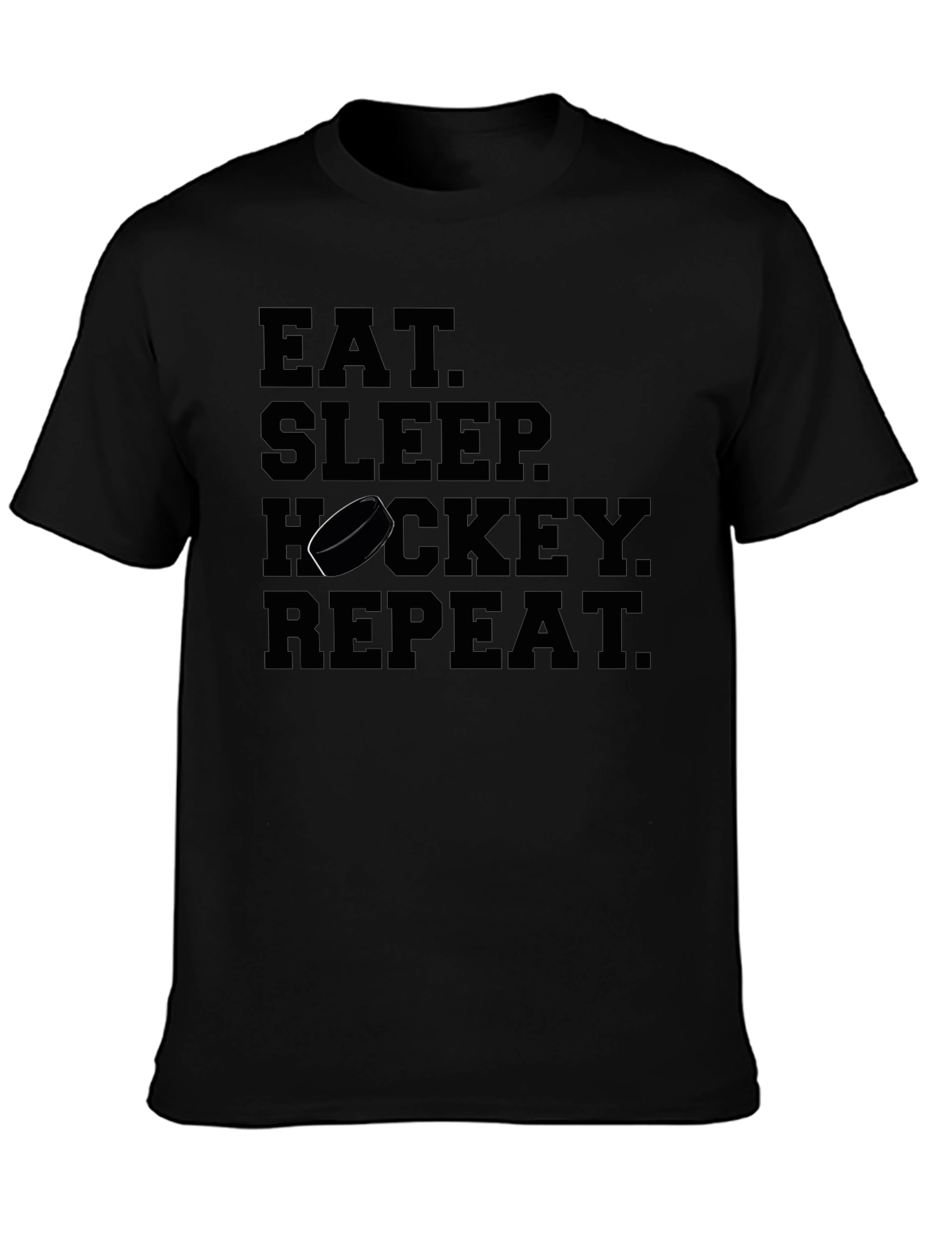 Eat Sleep Hockey Repeat Black T-Shirt