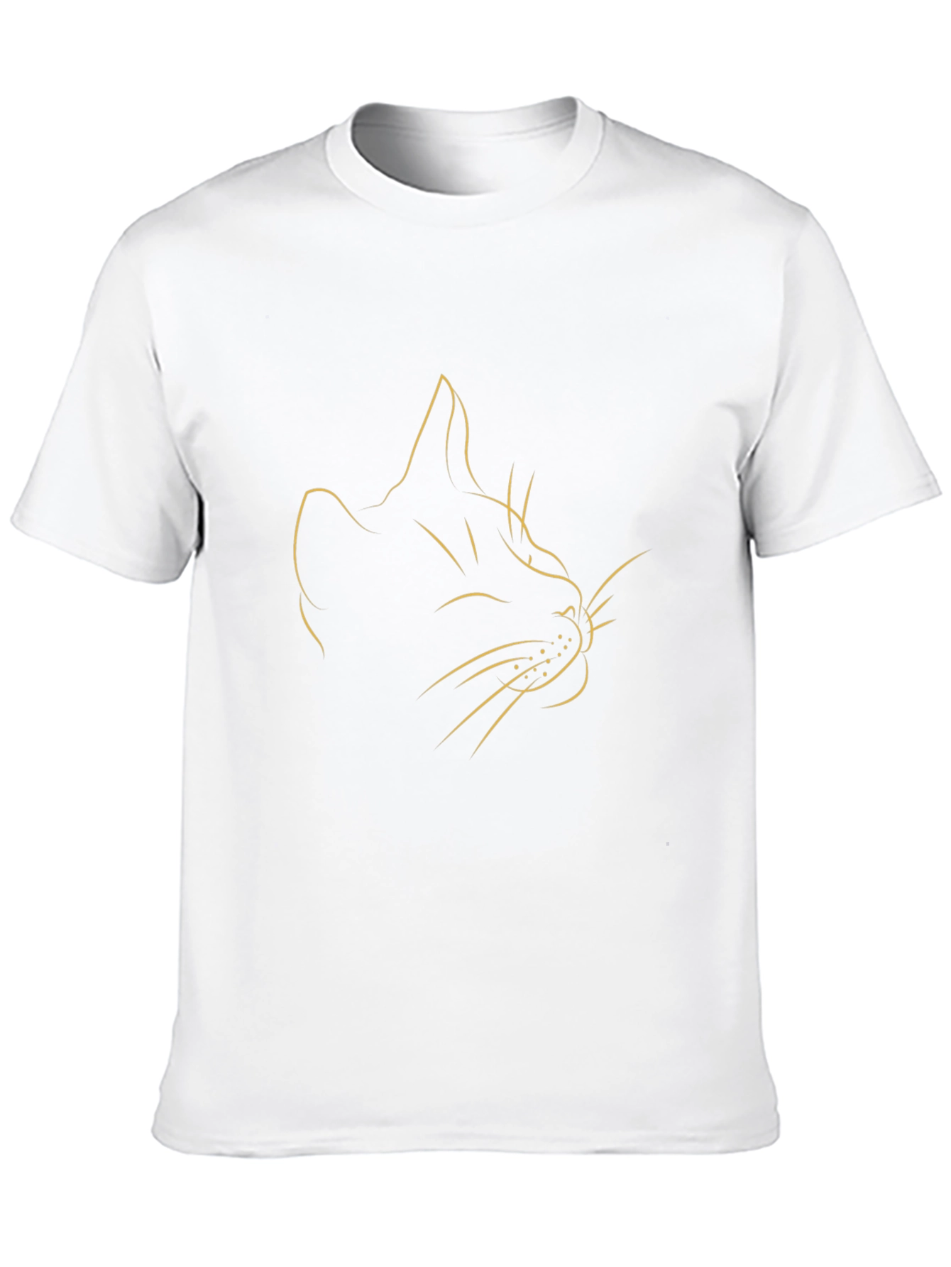 Minimalist Cat Line Art Black T-Shirt