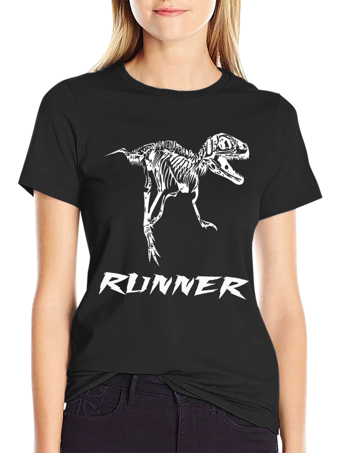 Dino Runner Black T-Shirt - Unique Graphic Tee