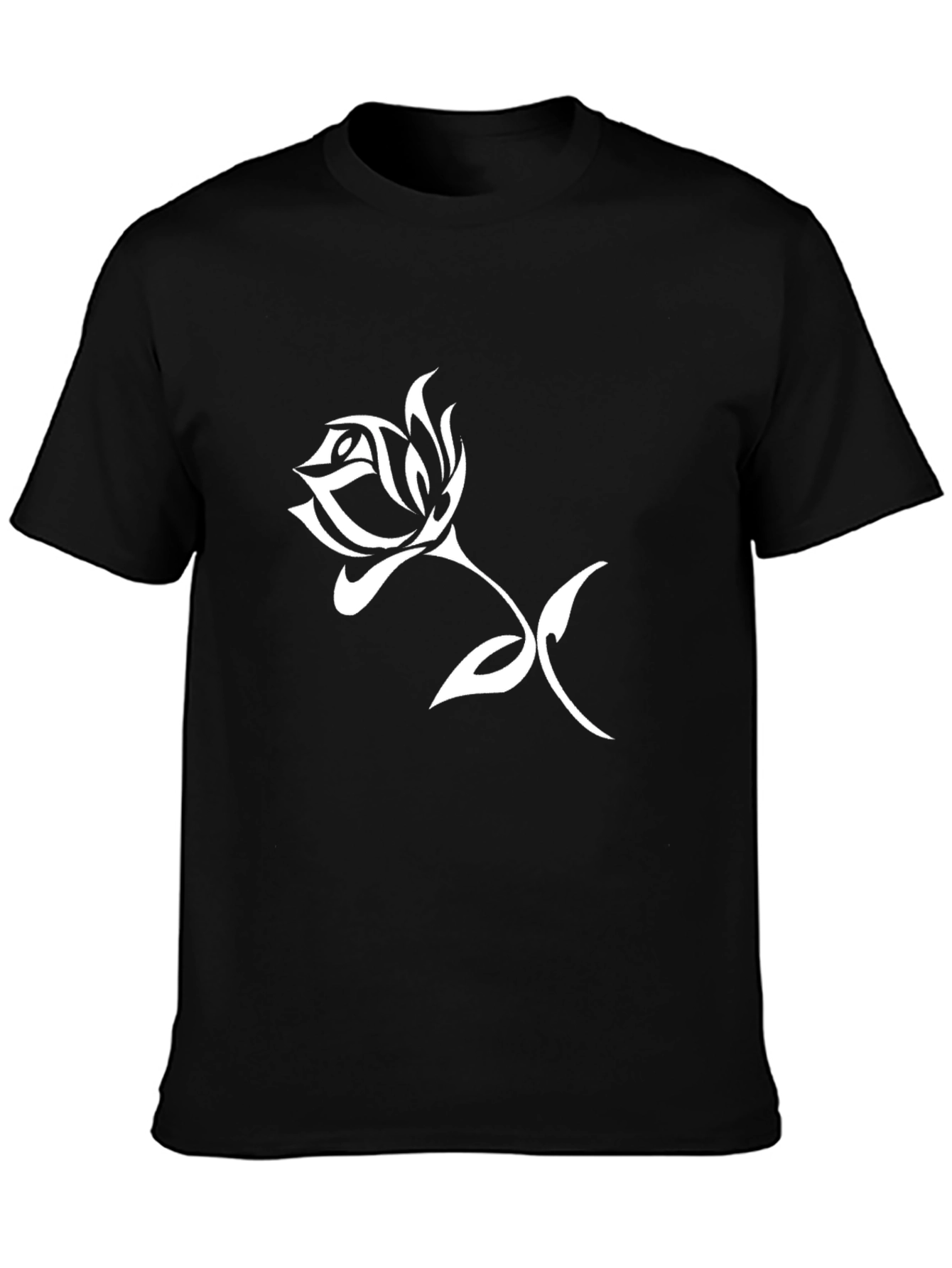 Black T-Shirt with Rose Graphic