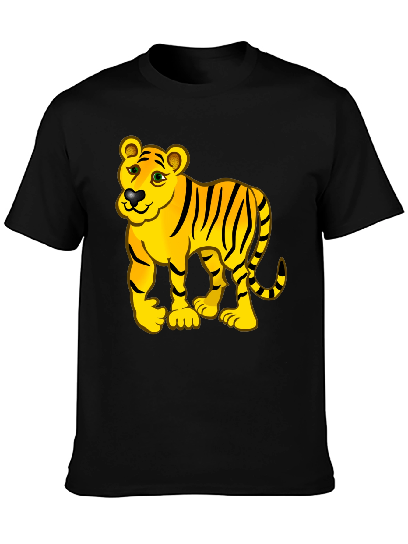 Tiger Cartoon Black T-Shirt