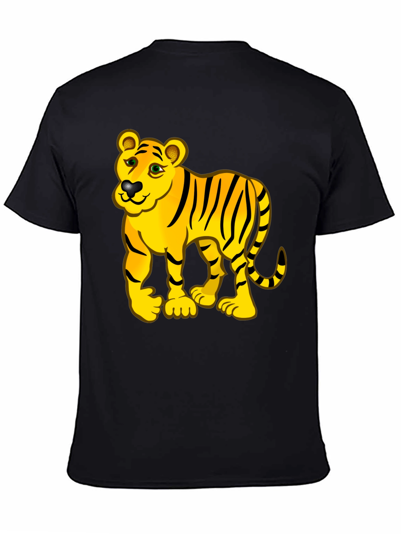 Tiger Cartoon Black T-Shirt