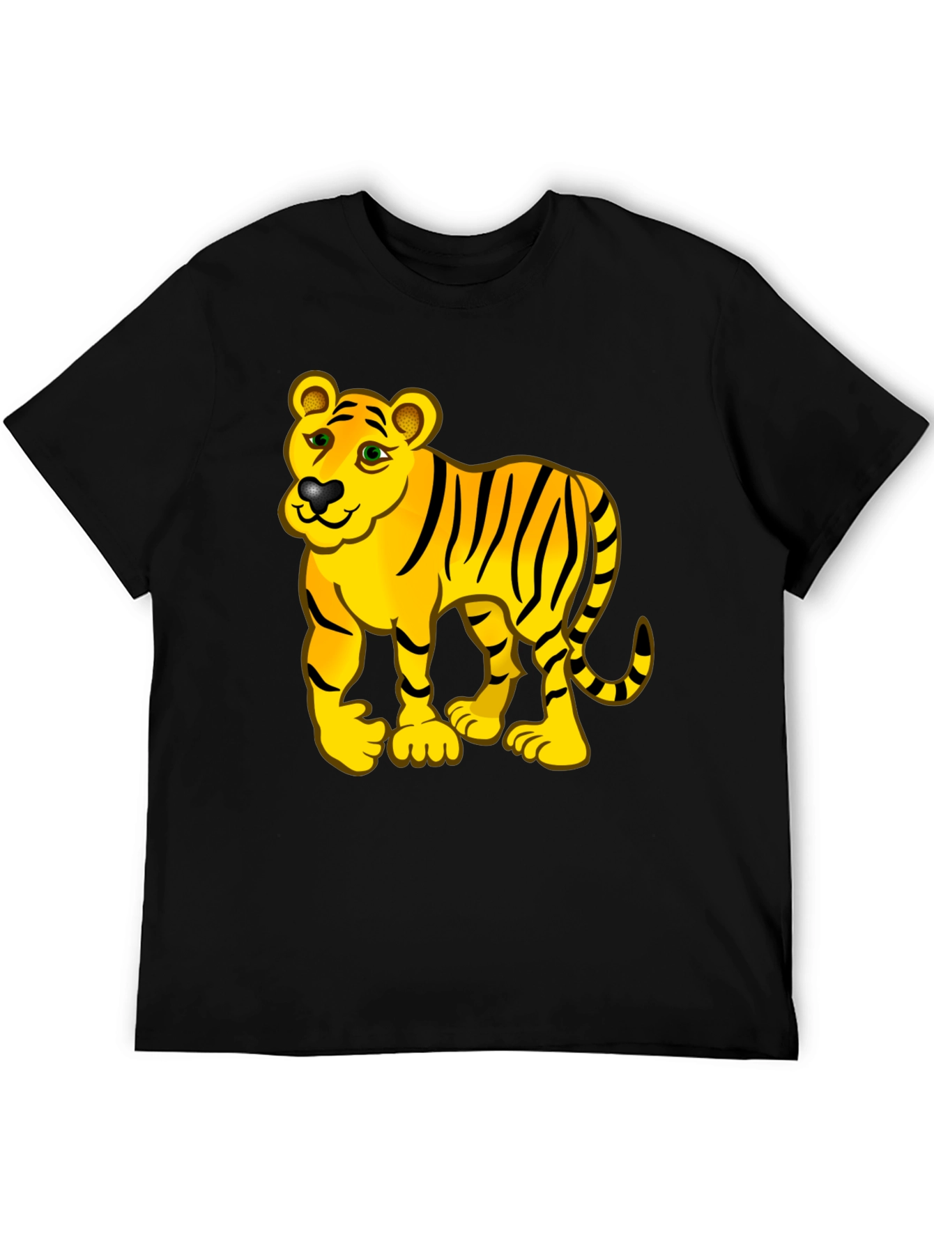 Tiger Cartoon Black T-Shirt
