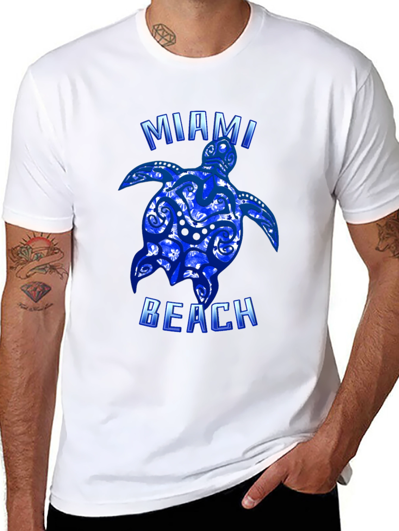 Miami Beach Turtle Graphic T-Shirt