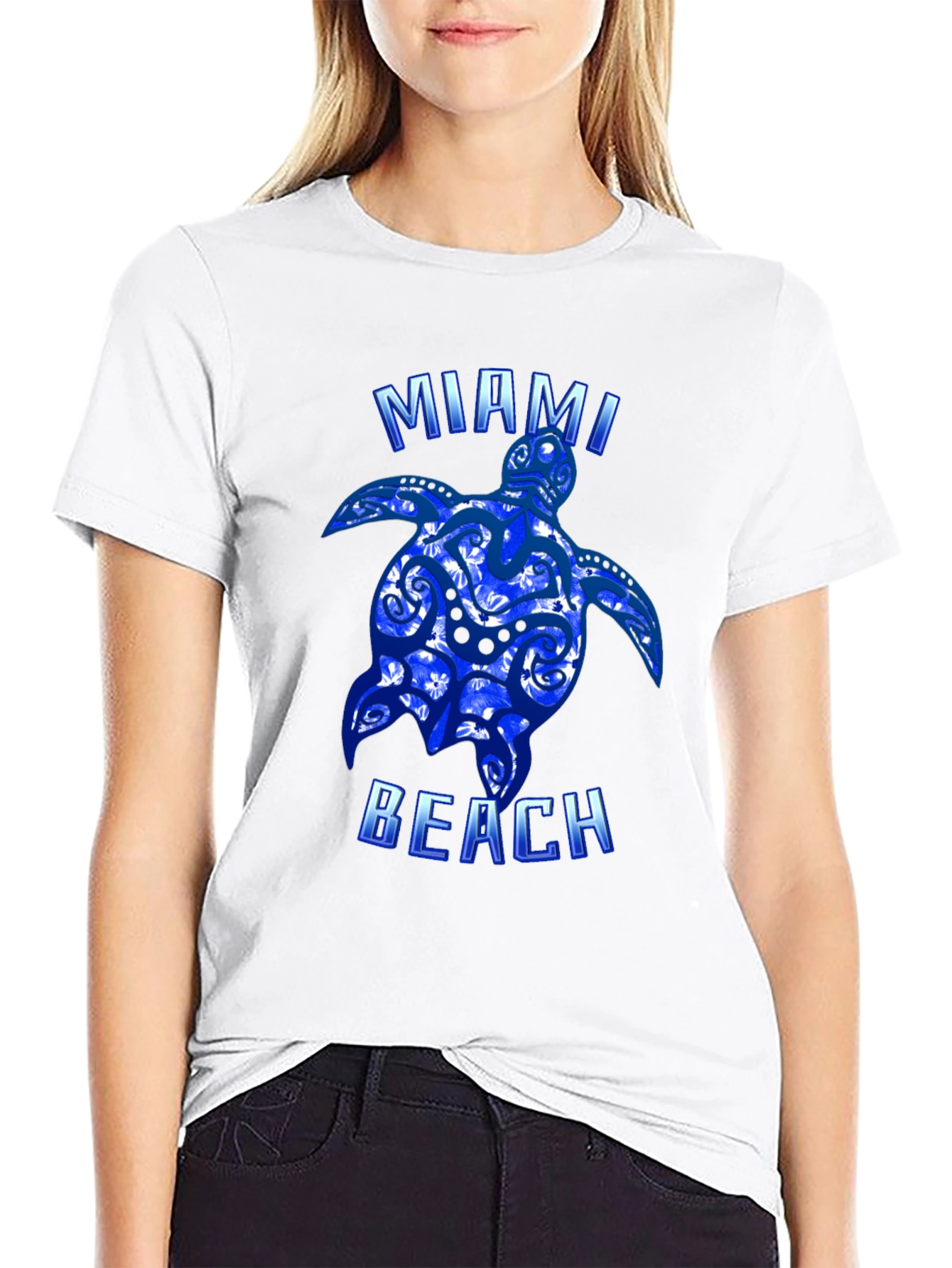 Miami Beach Turtle Graphic T-Shirt