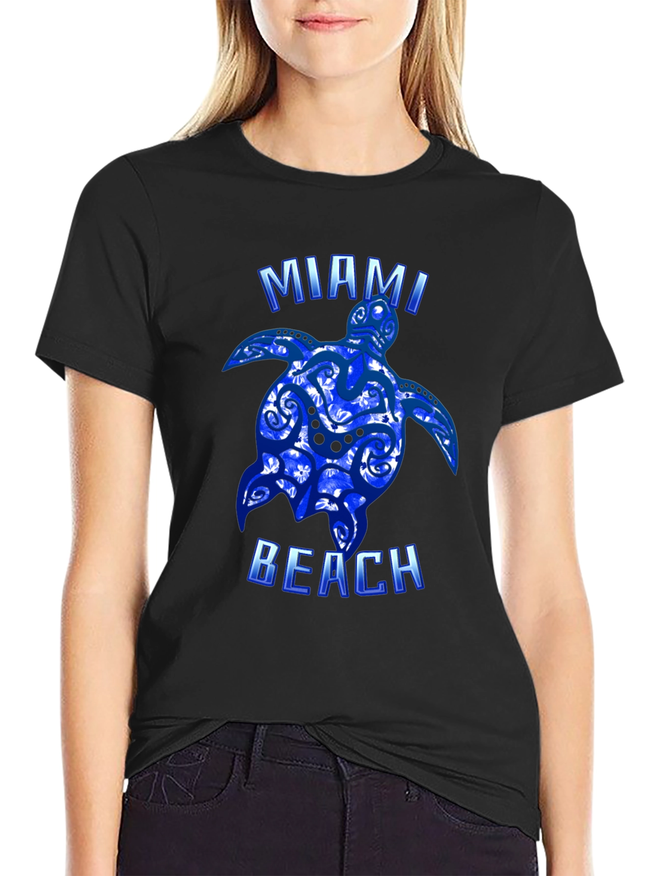 Miami Beach Turtle Graphic T-Shirt