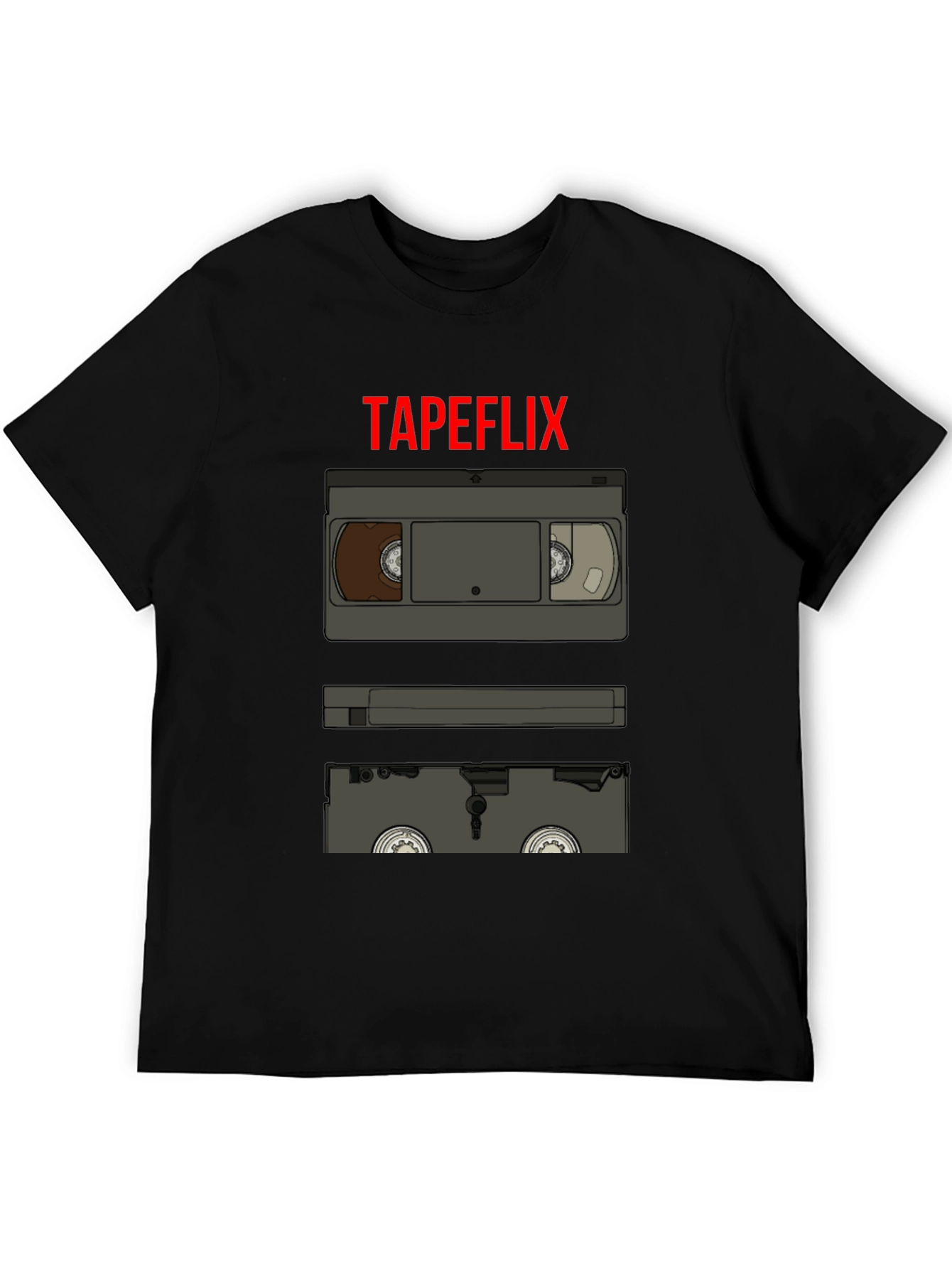 Tapeflix Retro VHS Tape Graphic Tee - Black