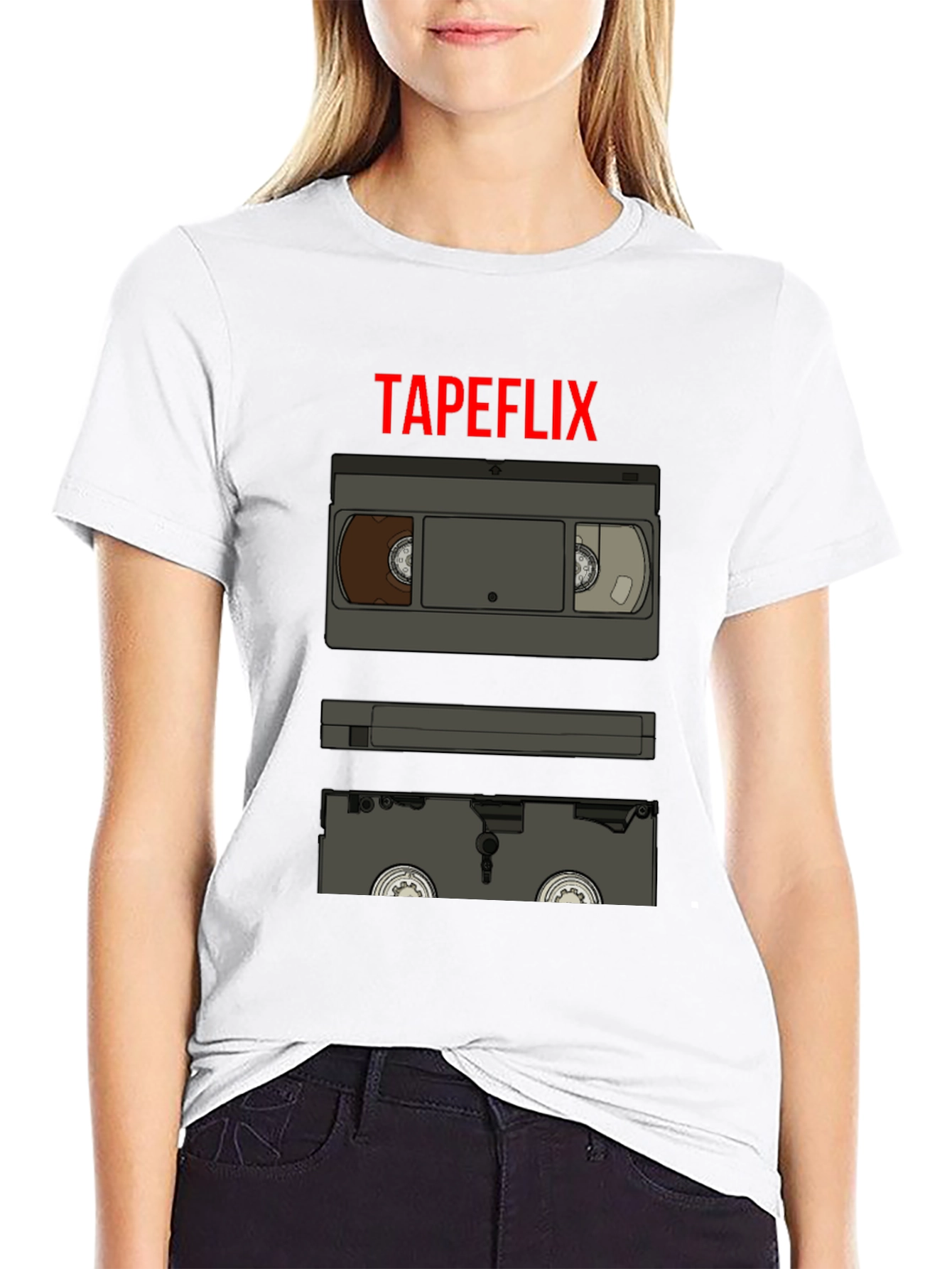 Tapeflix Retro VHS Tape Graphic Tee - Black
