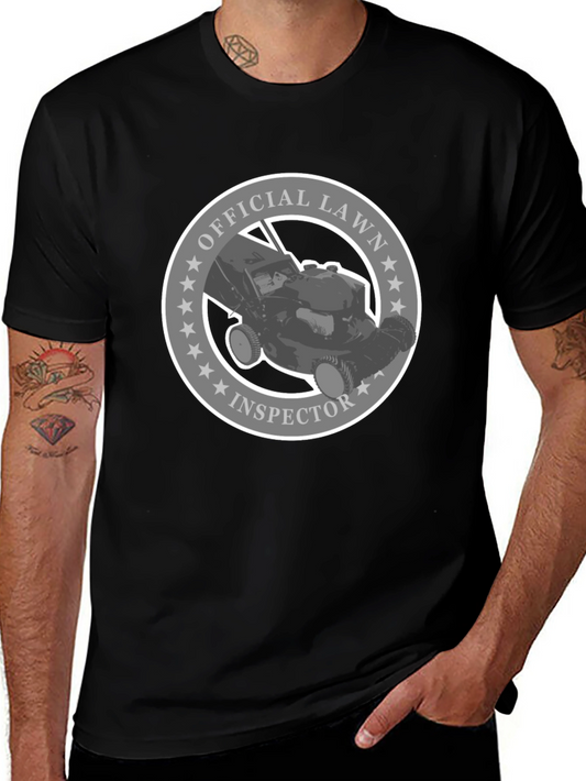 Official Lawn Inspector Graphic Tee - Black Cotton T-Shirt