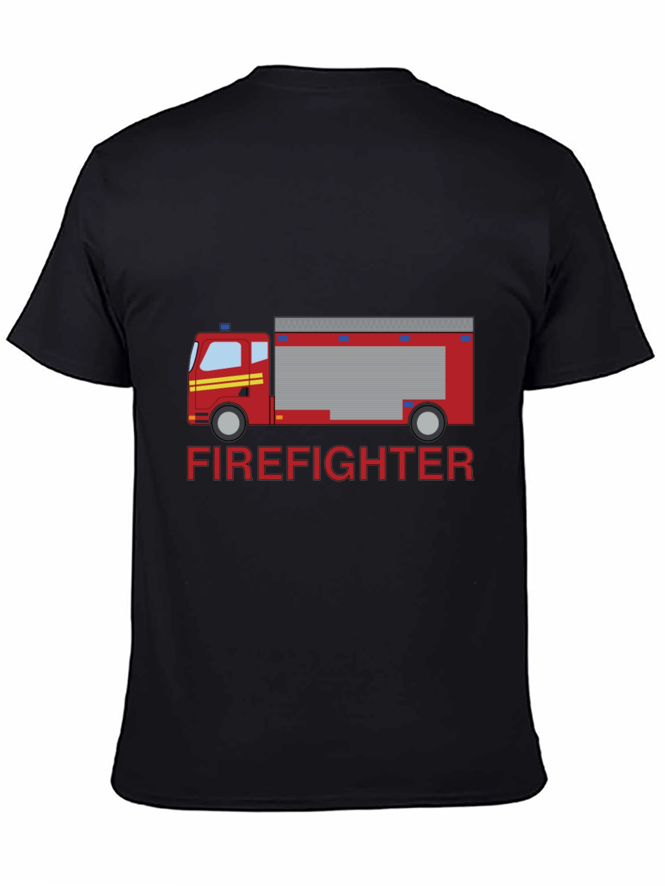 Firefighter Truck Graphic Tee - Black Cotton T-Shirt