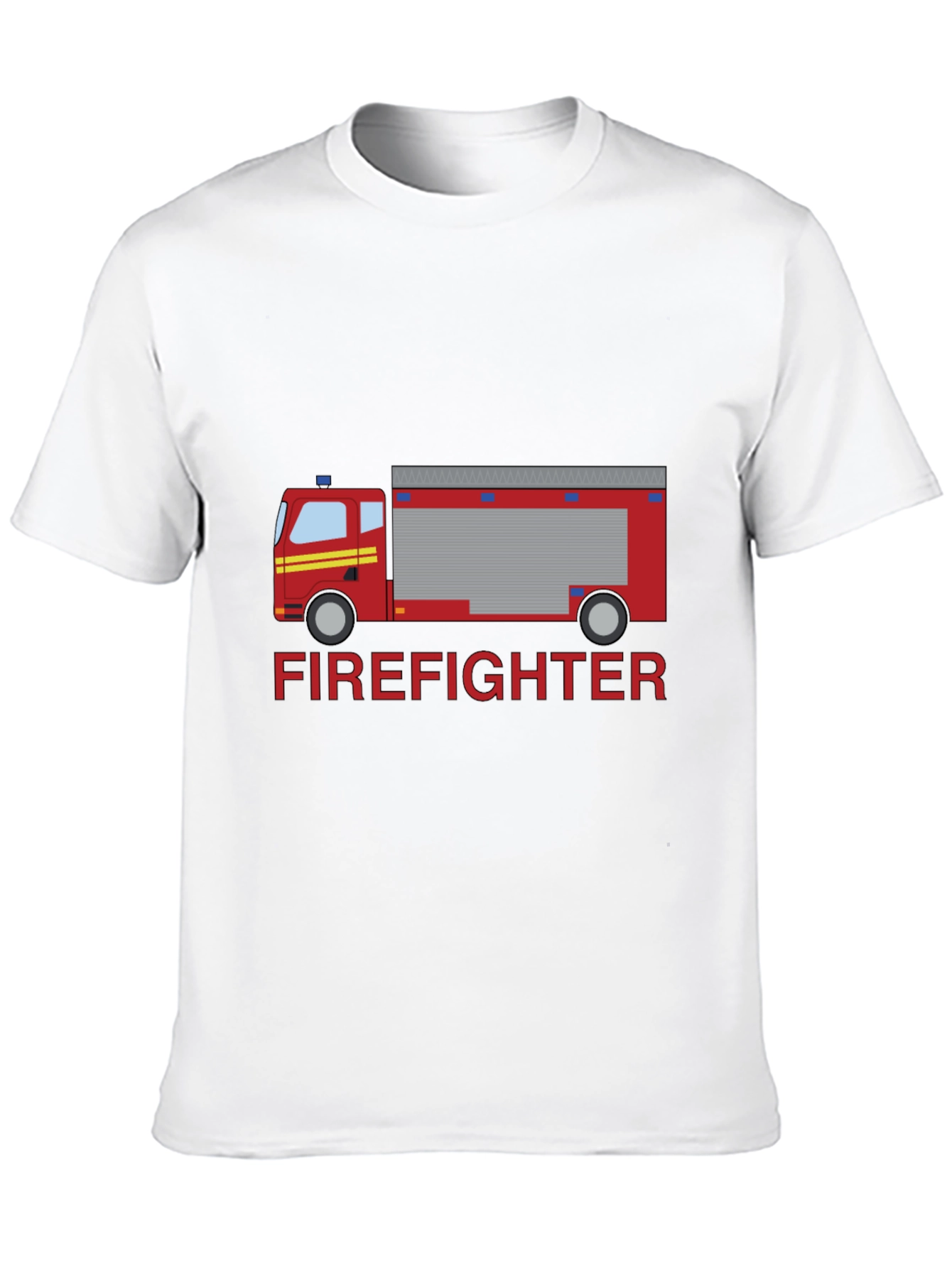 Firefighter Truck Graphic Tee - Black Cotton T-Shirt