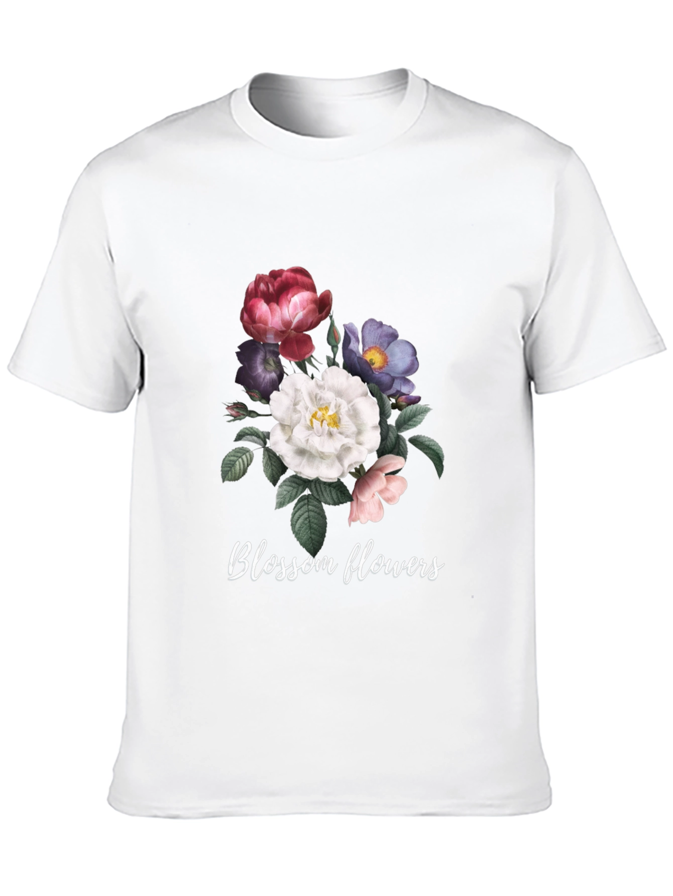Floral Blossom Graphic Tee - Black Cotton