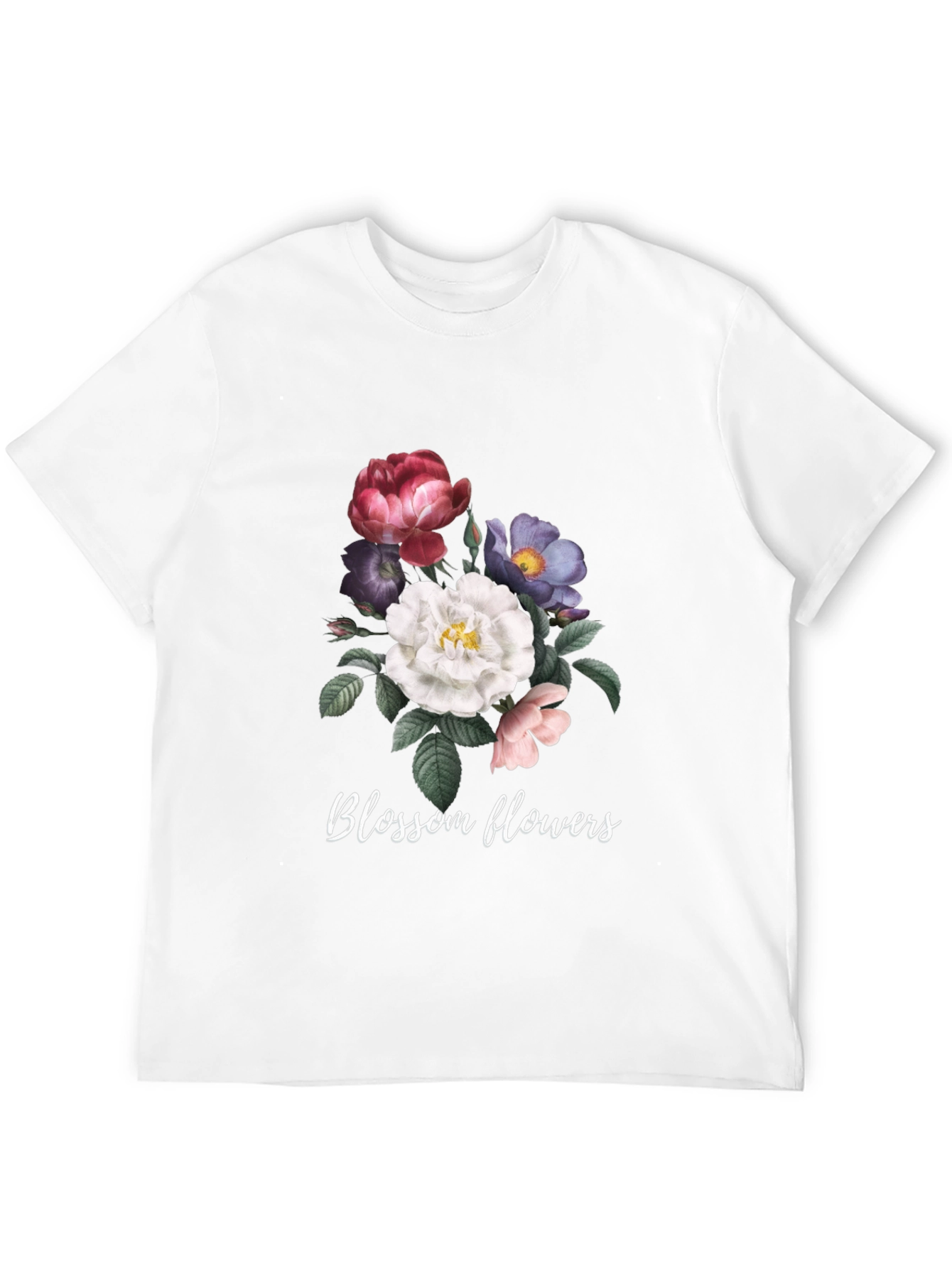 Floral Blossom Graphic Tee - Black Cotton