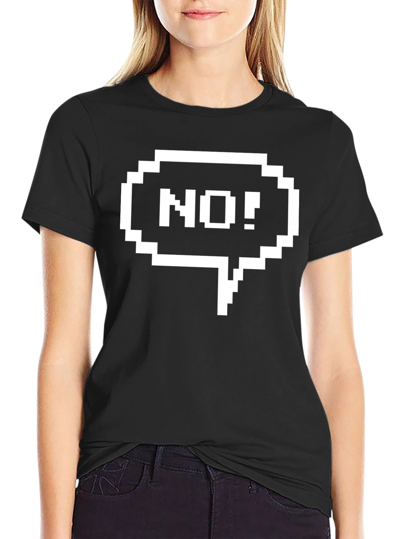 Pixelated No! T-Shirt - Black Novelty Tee