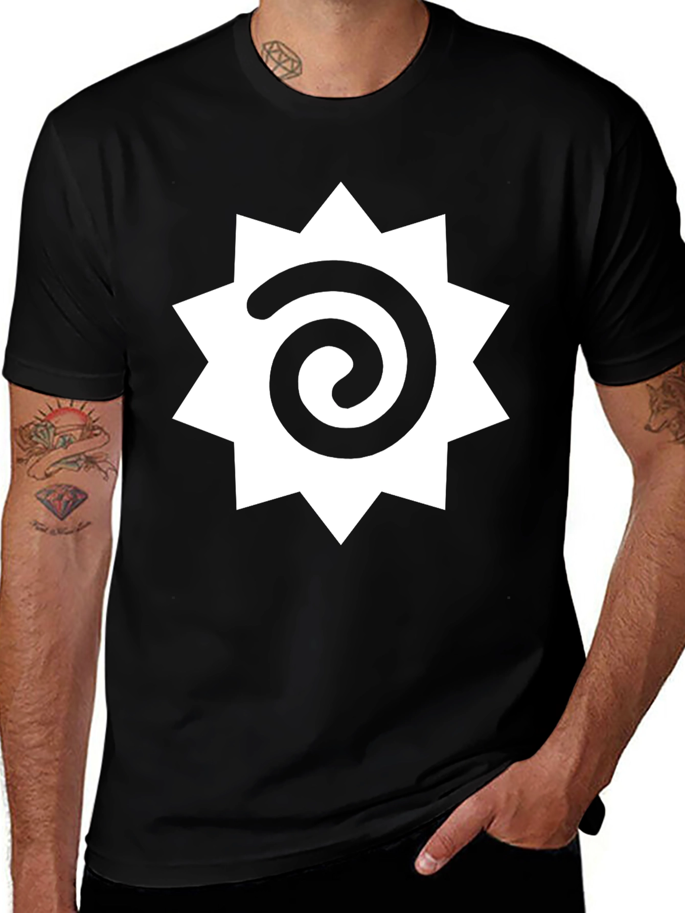 Spiral Starburst Graphic Black T-Shirt