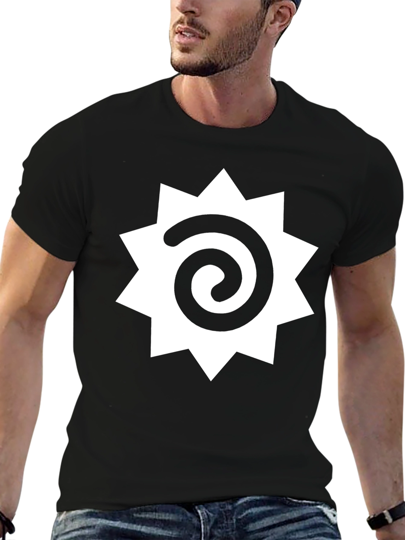 Spiral Starburst Graphic Black T-Shirt