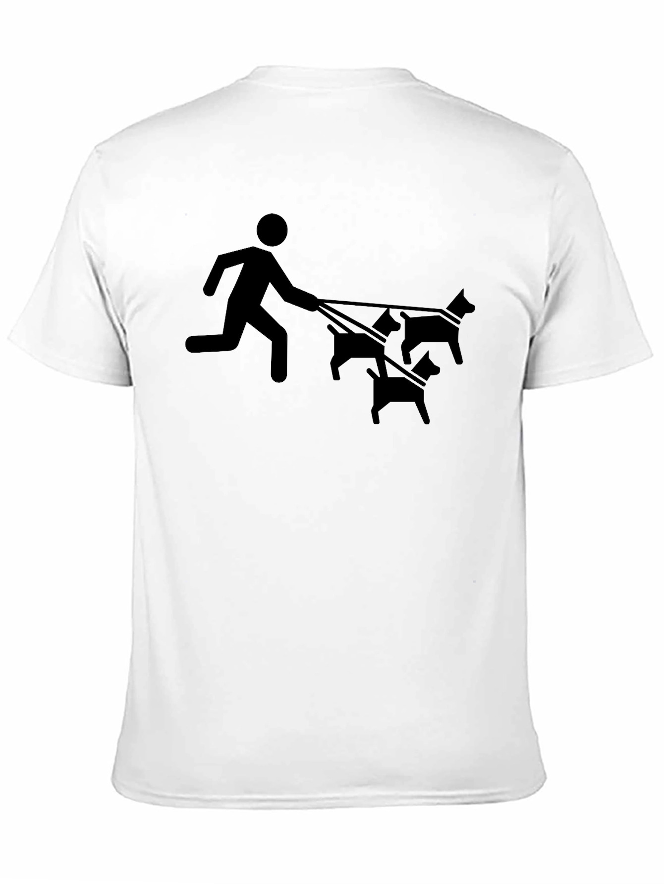 Mans Black Funny Dog Walker Graphic Tee