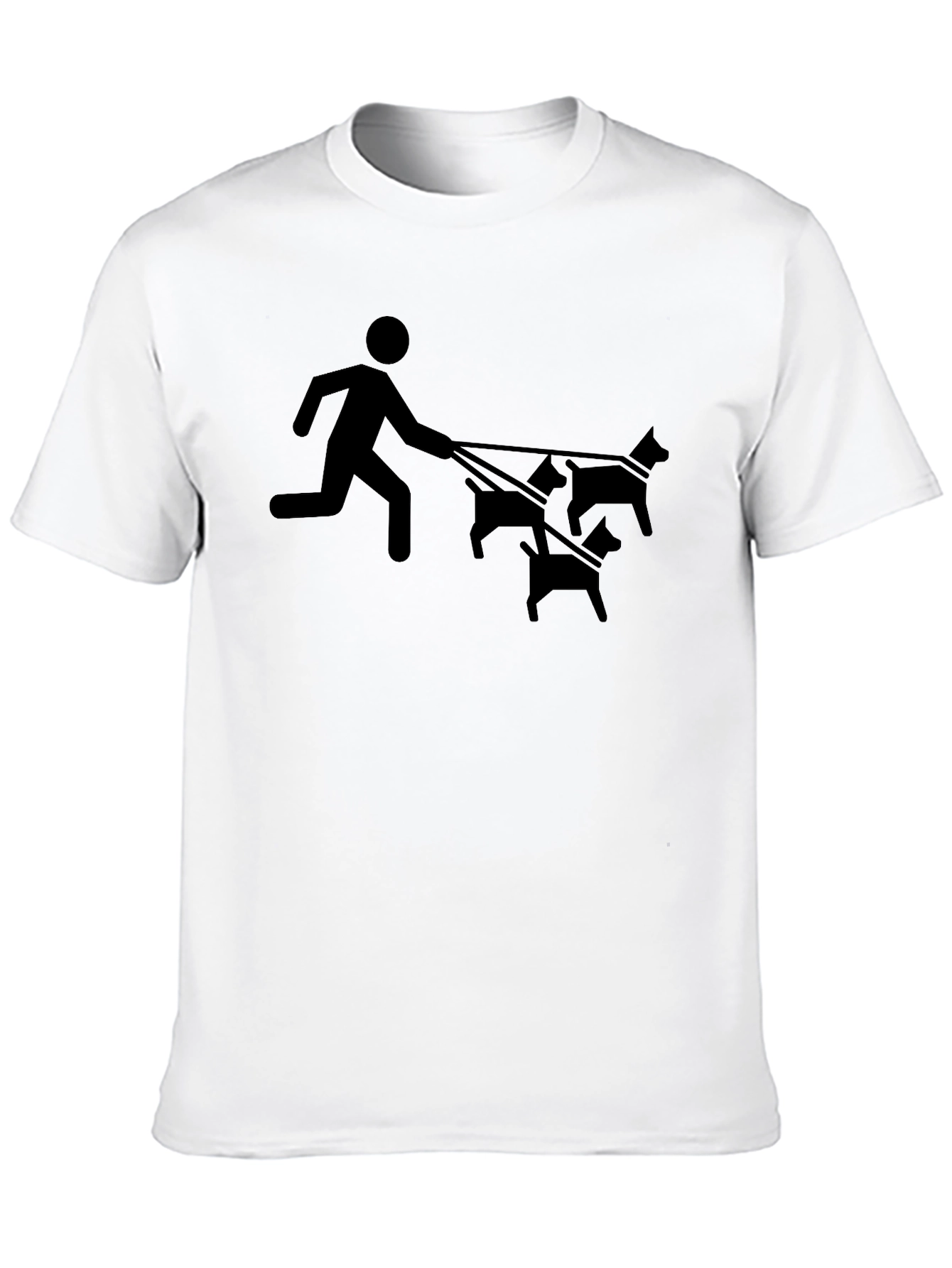 Mans Black Funny Dog Walker Graphic Tee