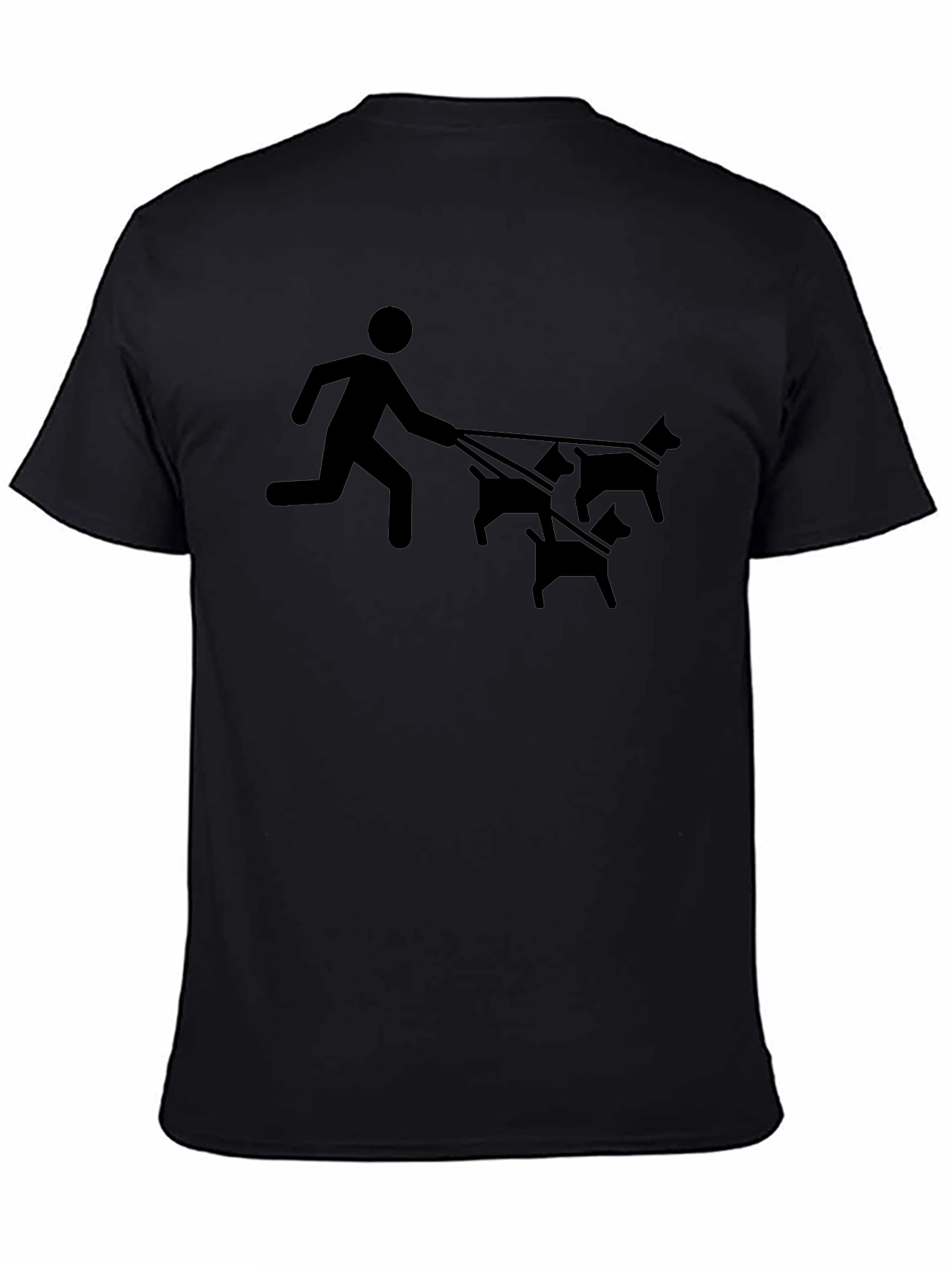Mans Black Funny Dog Walker Graphic Tee