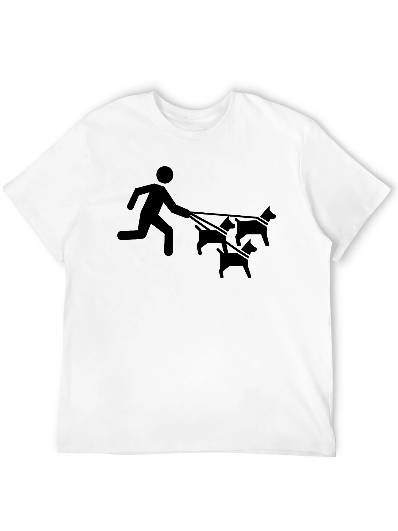 Mans Black Funny Dog Walker Graphic Tee