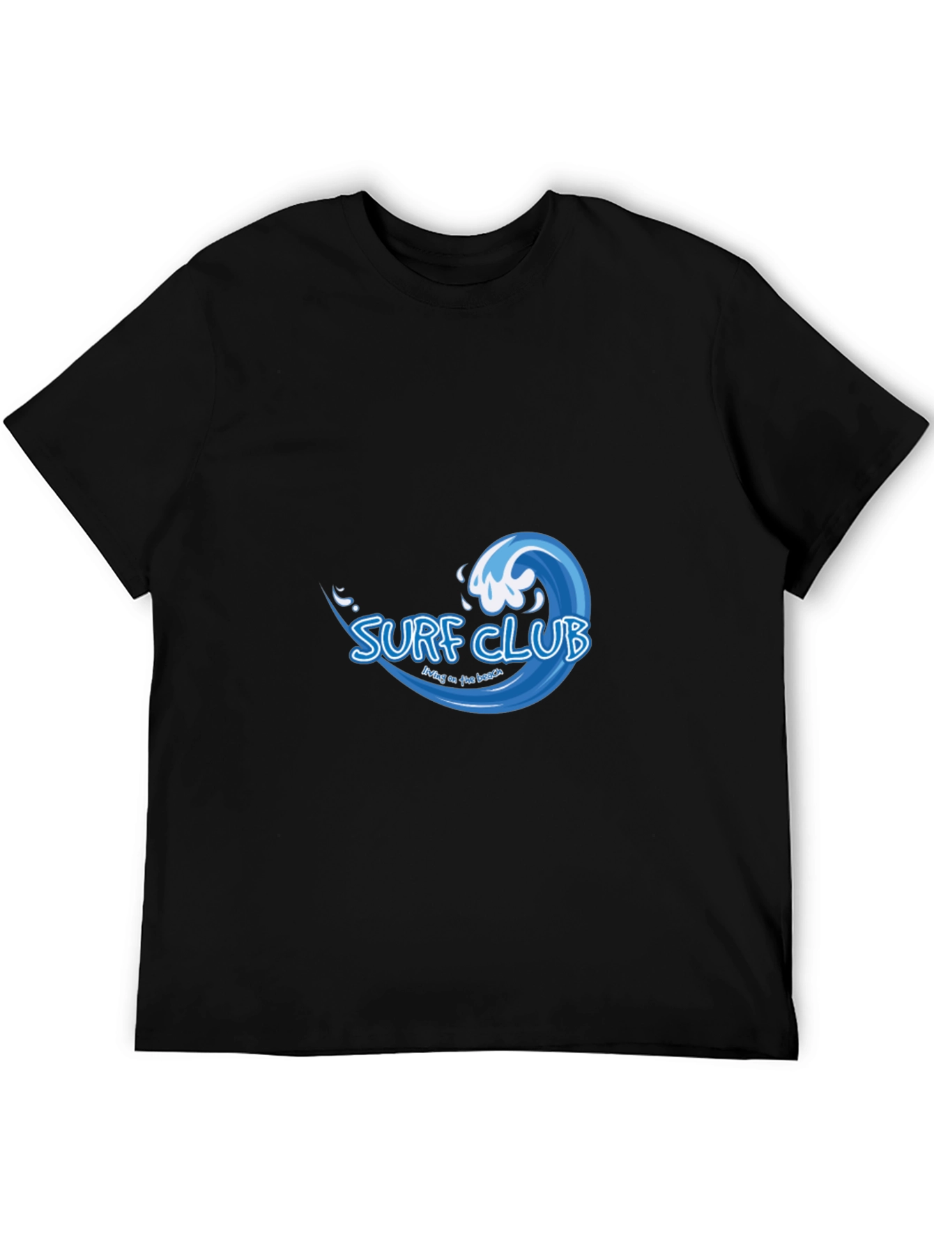 Surf Club Graphic Tee - Black Cotton T-Shirt
