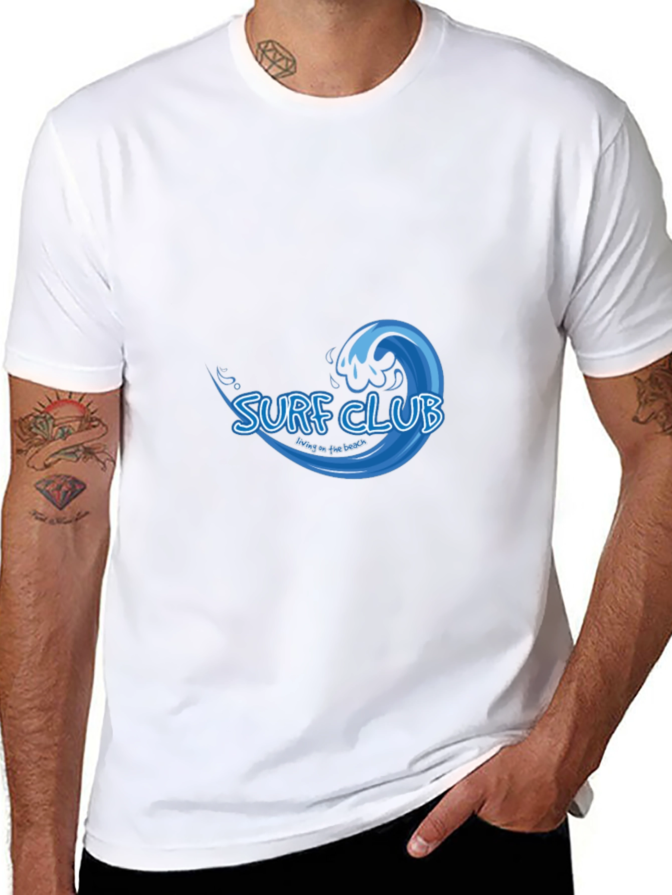 Surf Club Graphic Tee - Black Cotton T-Shirt