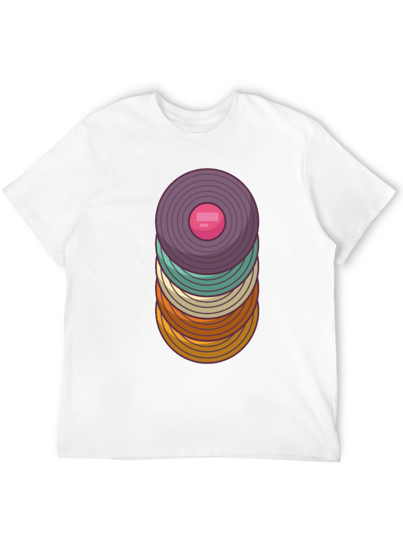 Retro Vinyl Record Stack Graphic T-Shirt