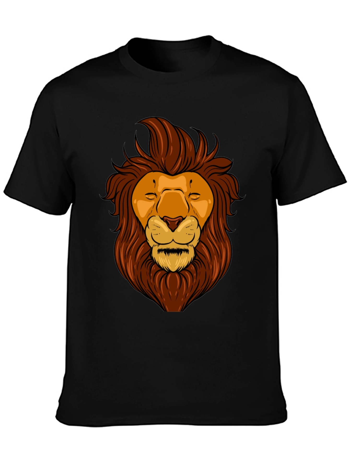 Lion Graphic Black T-Shirt - Mens Crew Neck Tee