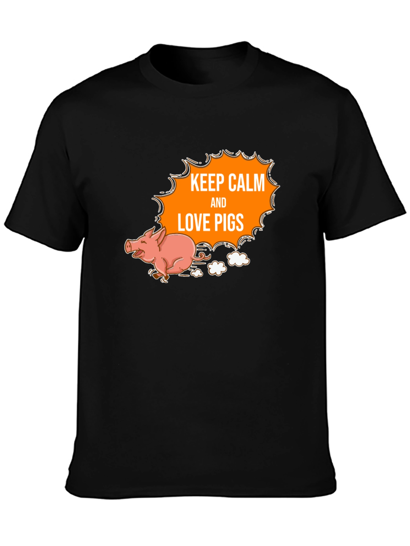 Keep Calm and Love Pigs Black T-Shirt