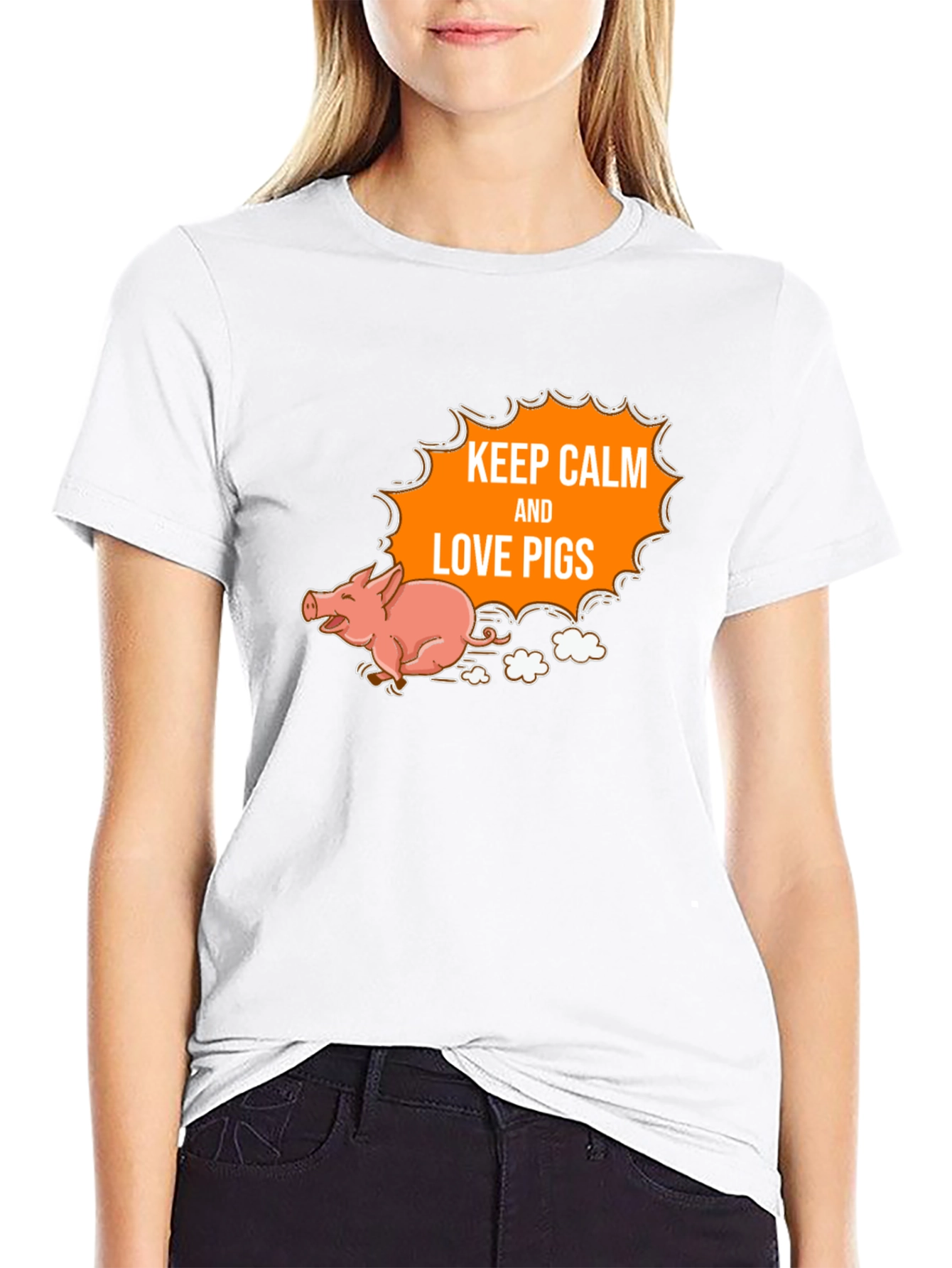 Keep Calm and Love Pigs Black T-Shirt