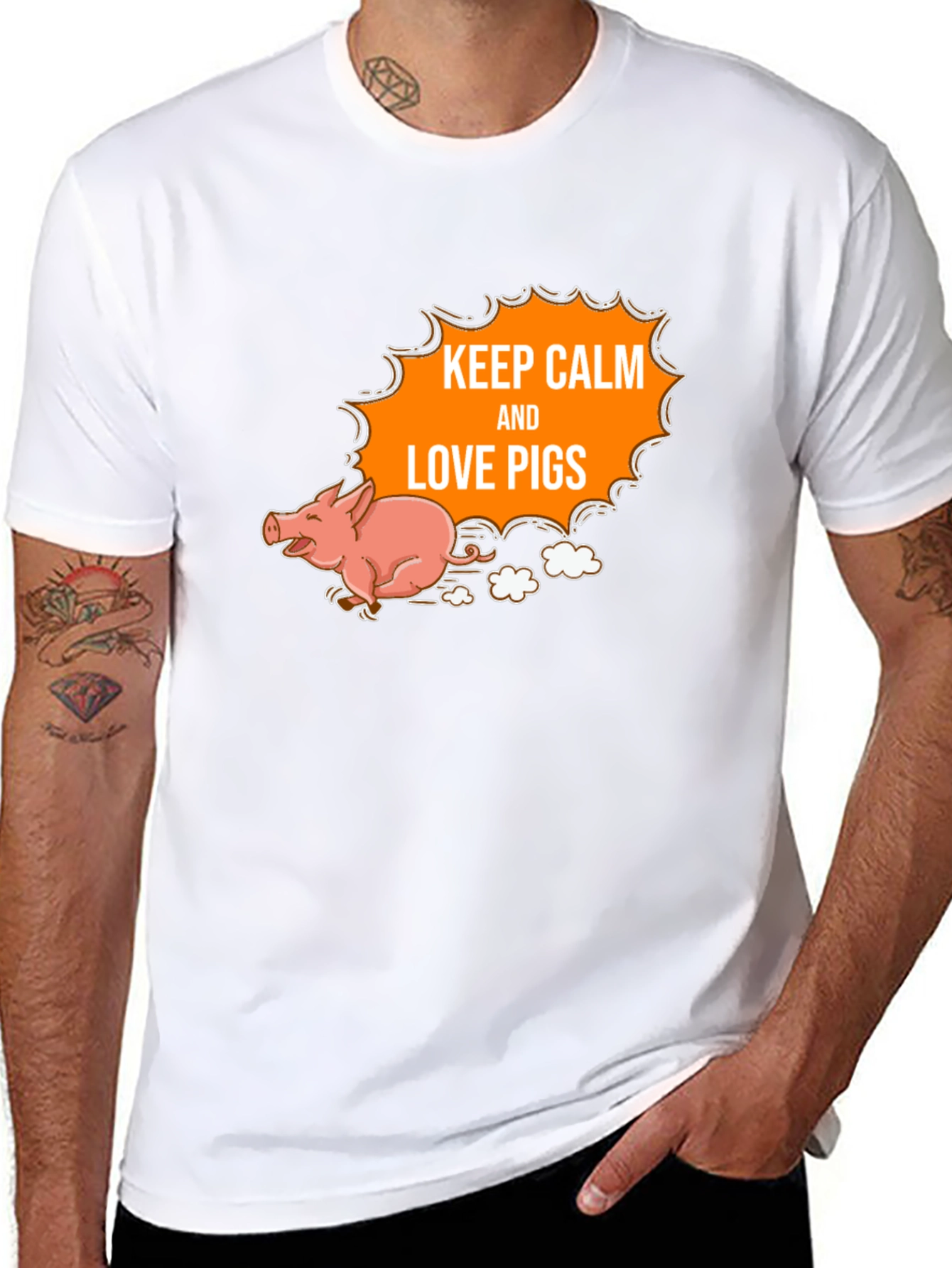 Keep Calm and Love Pigs Black T-Shirt