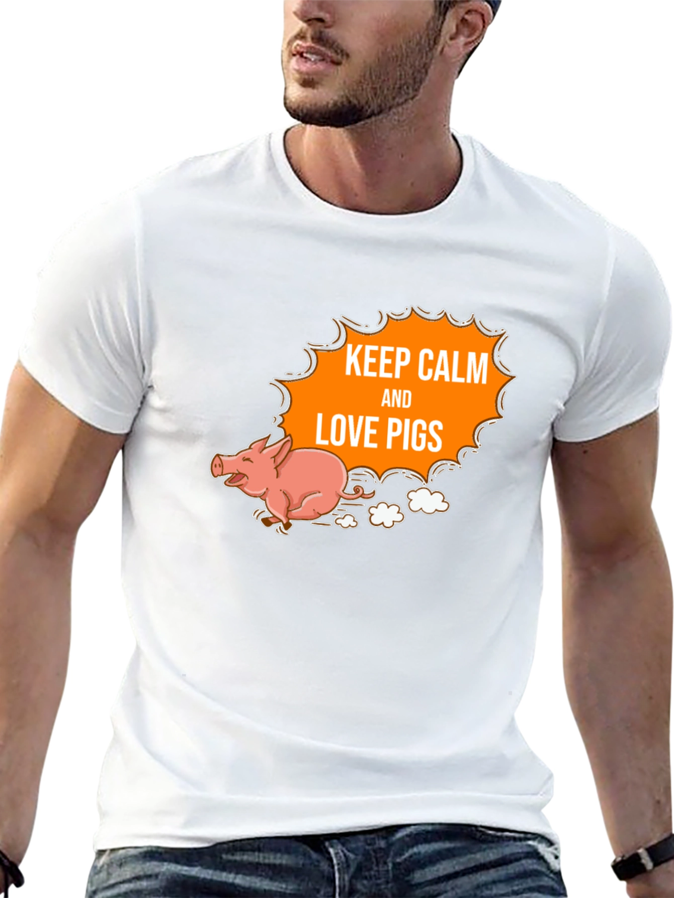 Keep Calm and Love Pigs Black T-Shirt