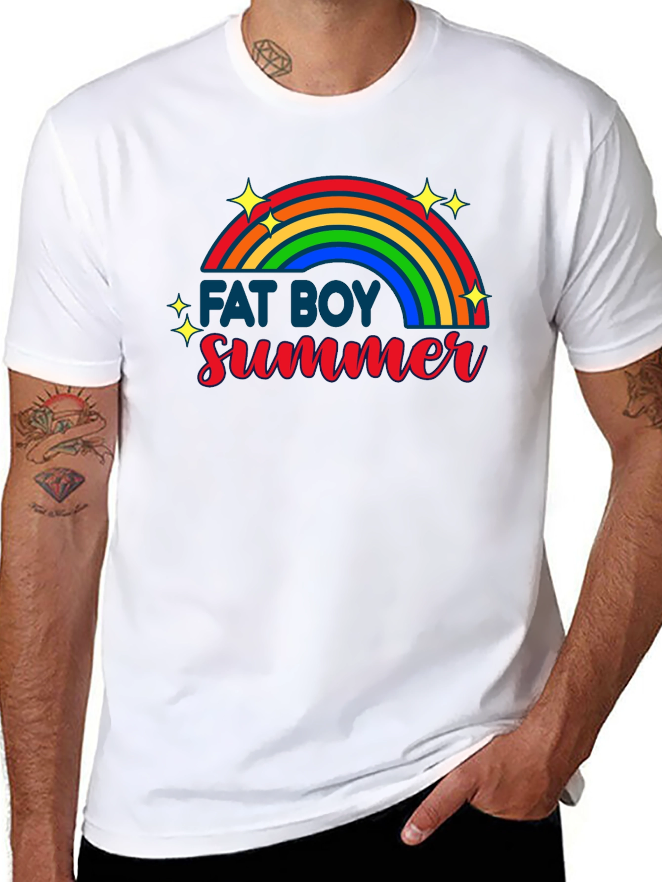Fat Boy Summer T-Shirt - Rainbow Design